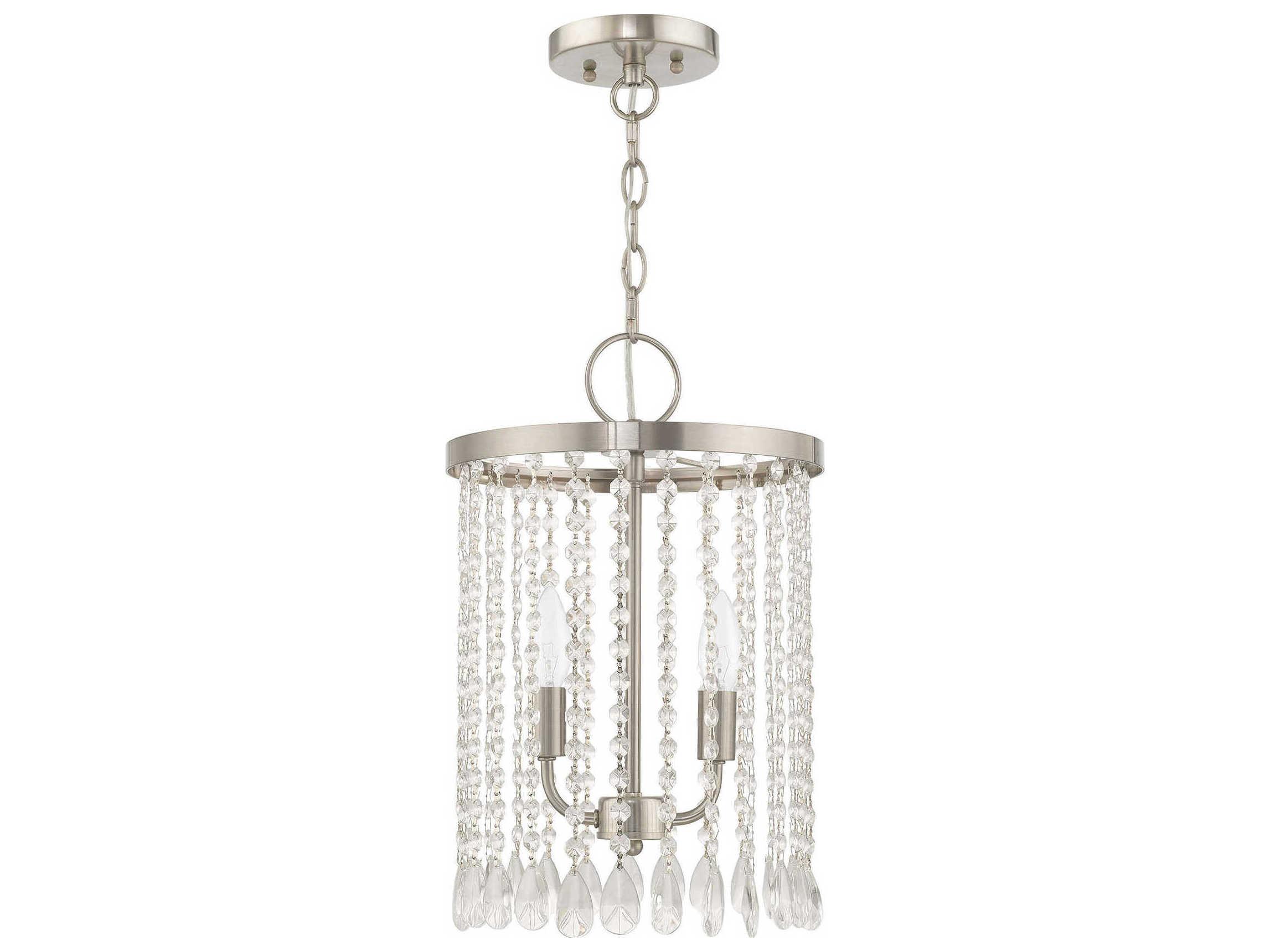 Livex Lighting Elizabeth 2-Light Brushed Nickel Crystal Candelabra Chandelier