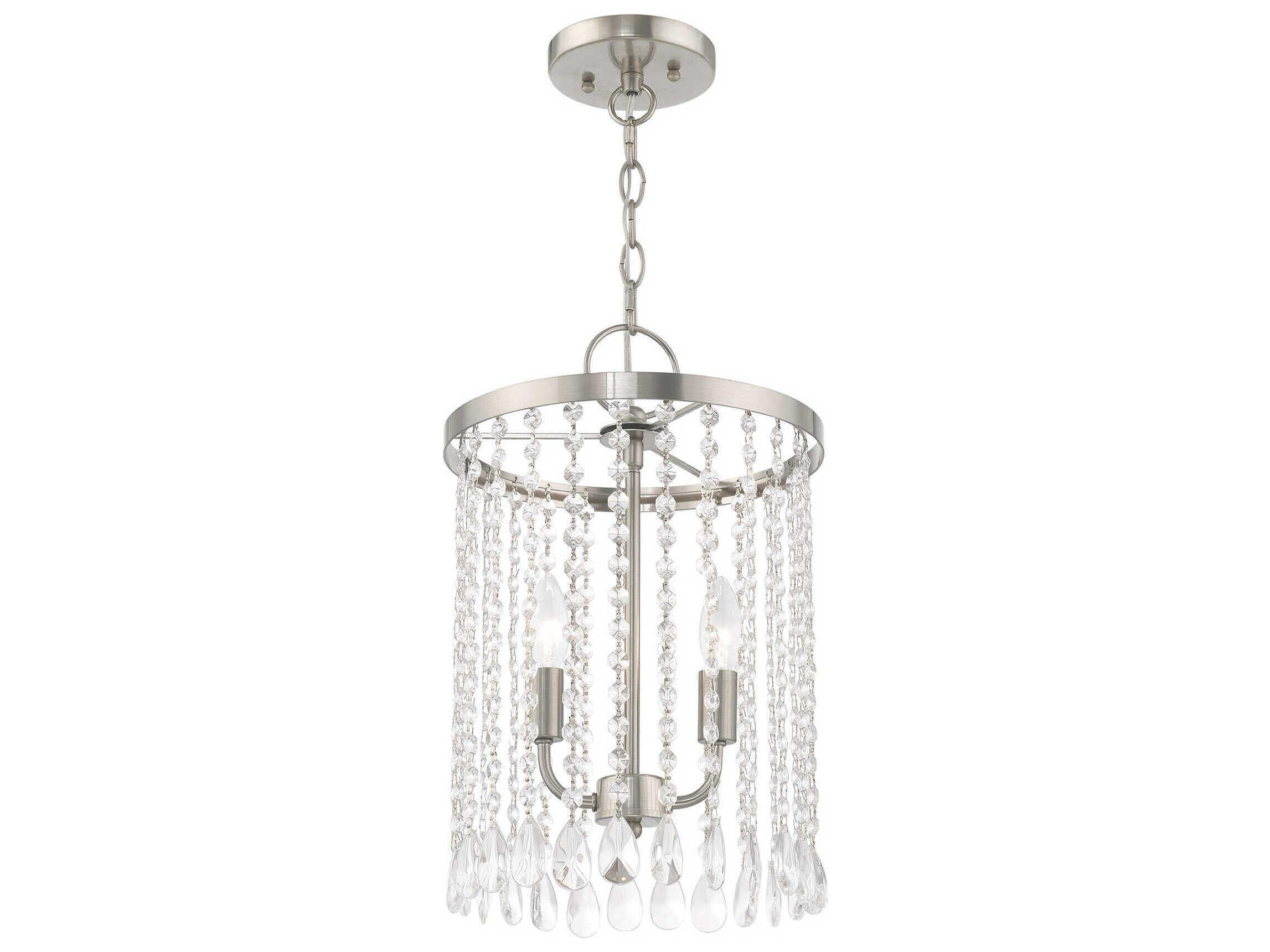 Livex Lighting Elizabeth 2-Light Brushed Nickel Crystal Candelabra Chandelier