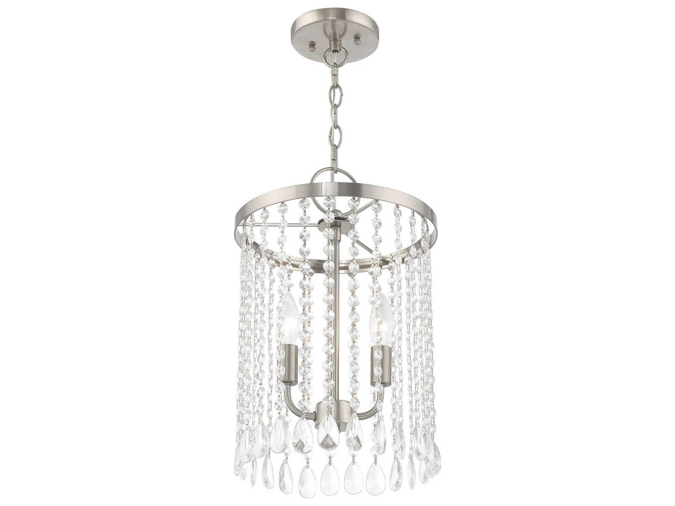 Livex Lighting Elizabeth 2-Light Brushed Nickel Crystal Candelabra Chandelier