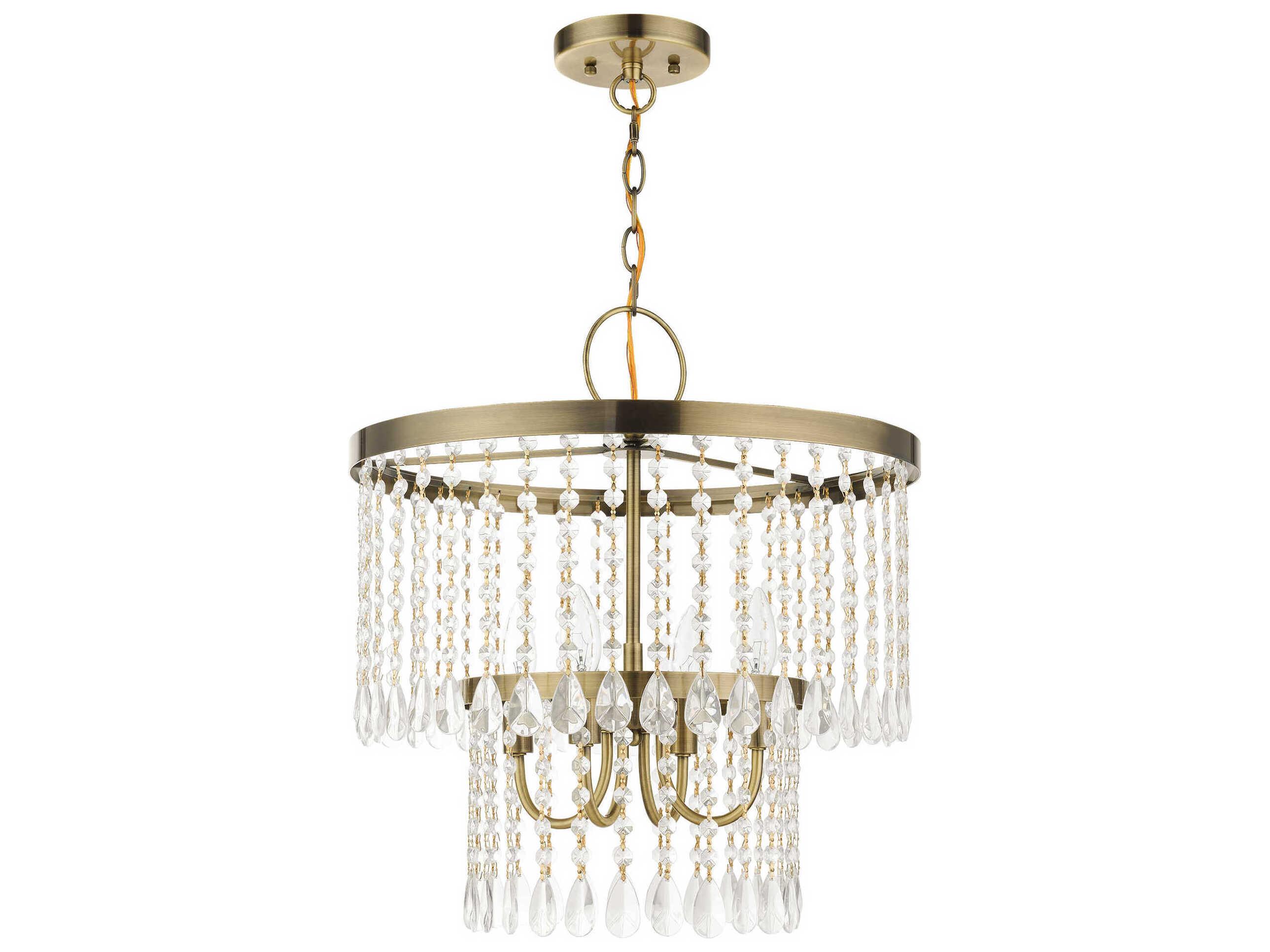 Livex Lighting Elizabeth 4-Light Antique Brass Crystal Chandelier