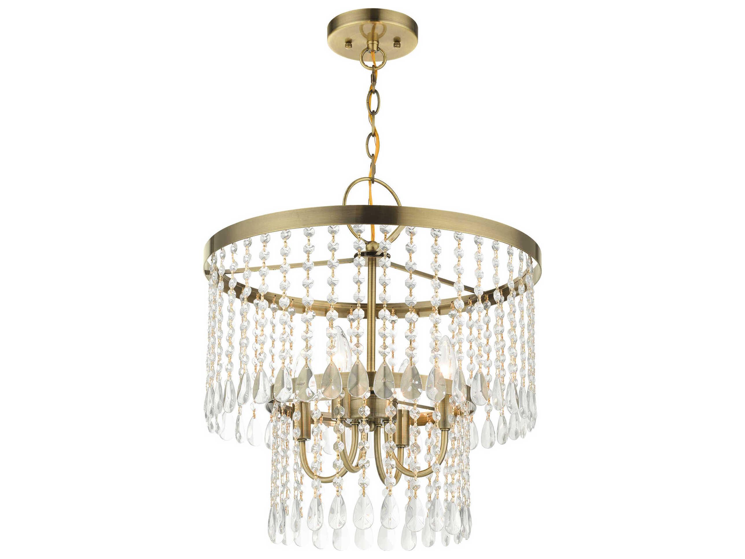 Livex Lighting Elizabeth 4-Light Antique Brass Crystal Chandelier