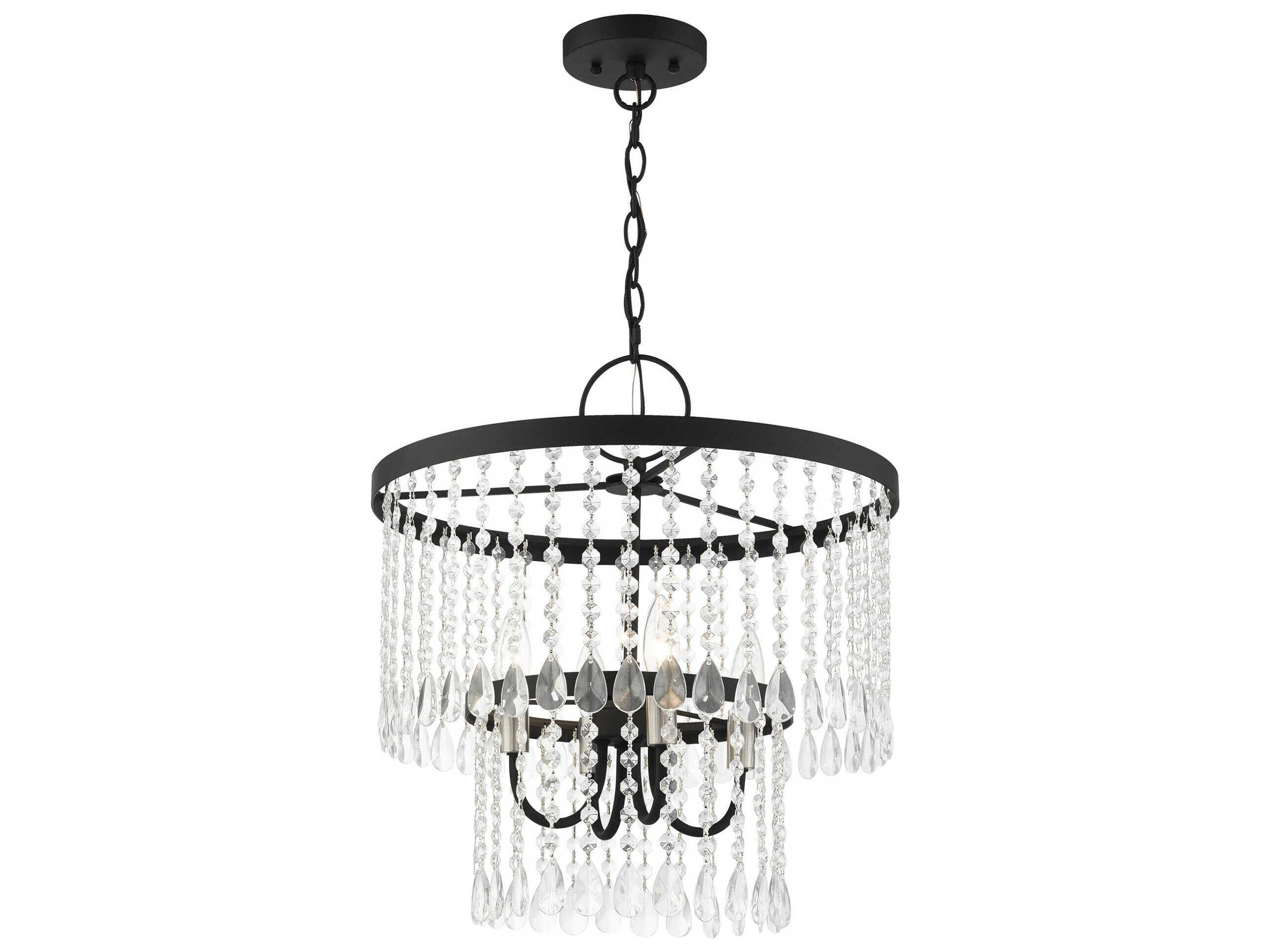Livex Lighting Elizabeth 4-Light Black Crystal Chandelier