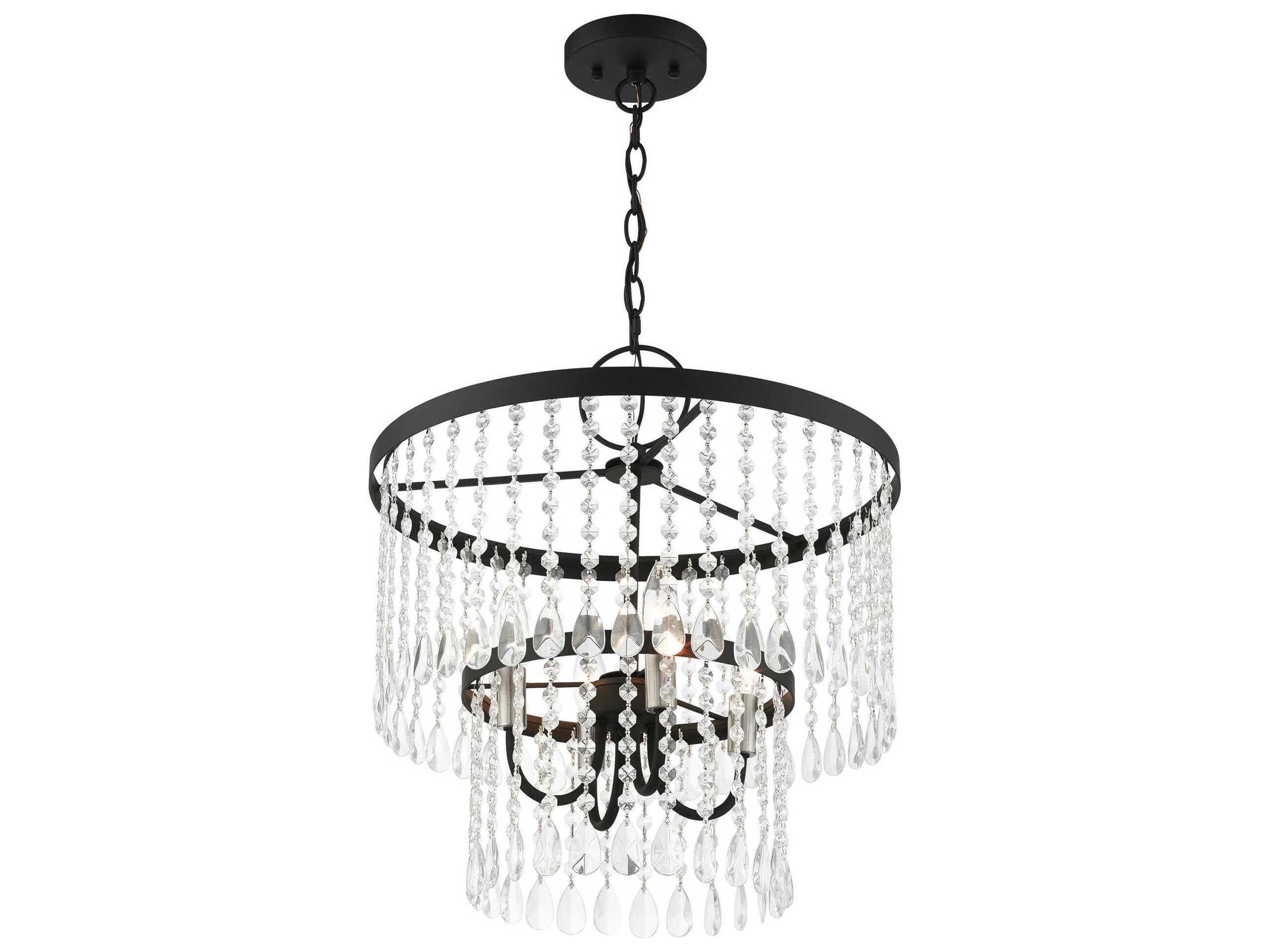Livex Lighting Elizabeth 4-Light Black Crystal Chandelier