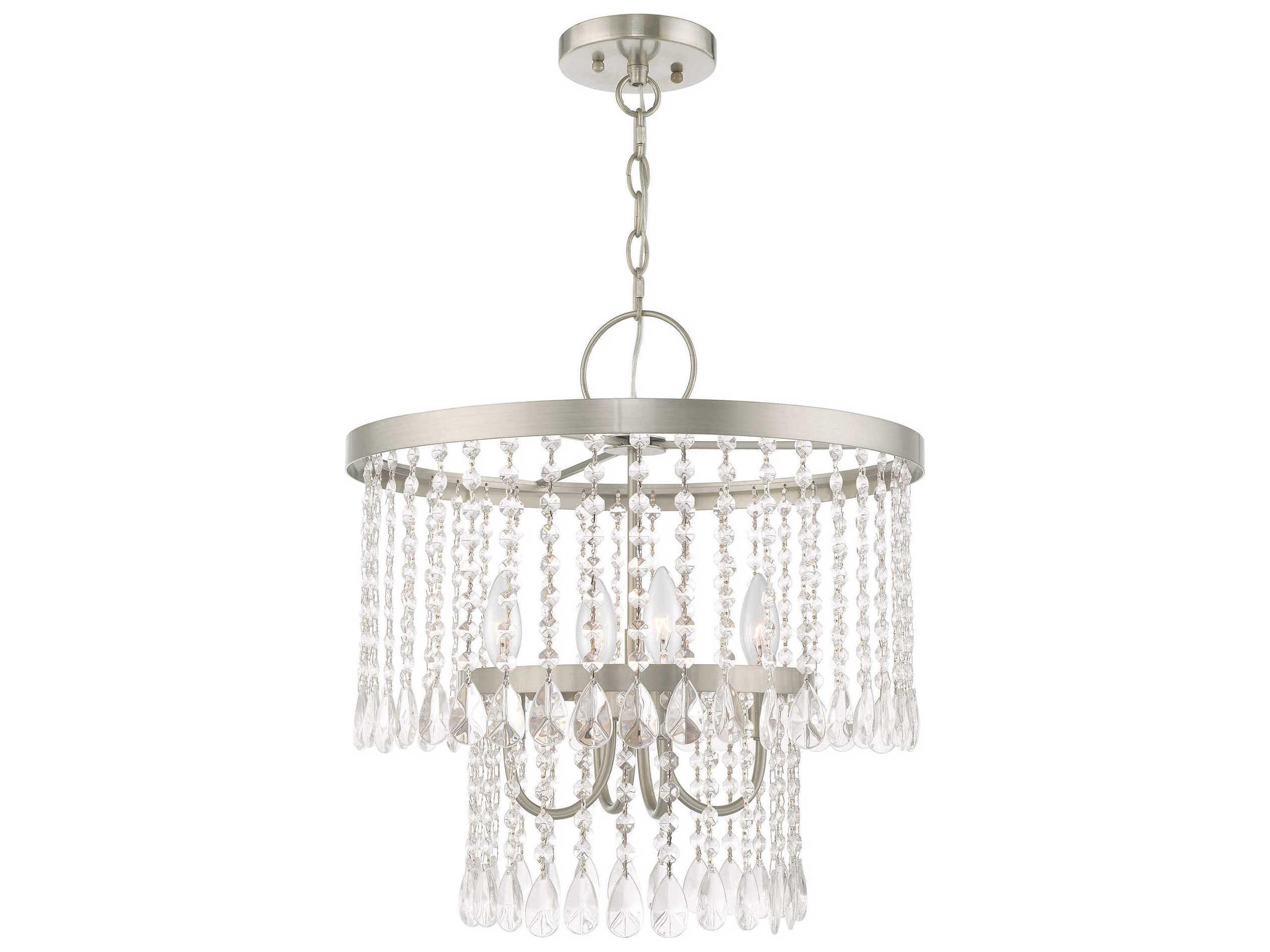 Livex Lighting Elizabeth 4-Light Brushed Nickel Crystal Chandelier