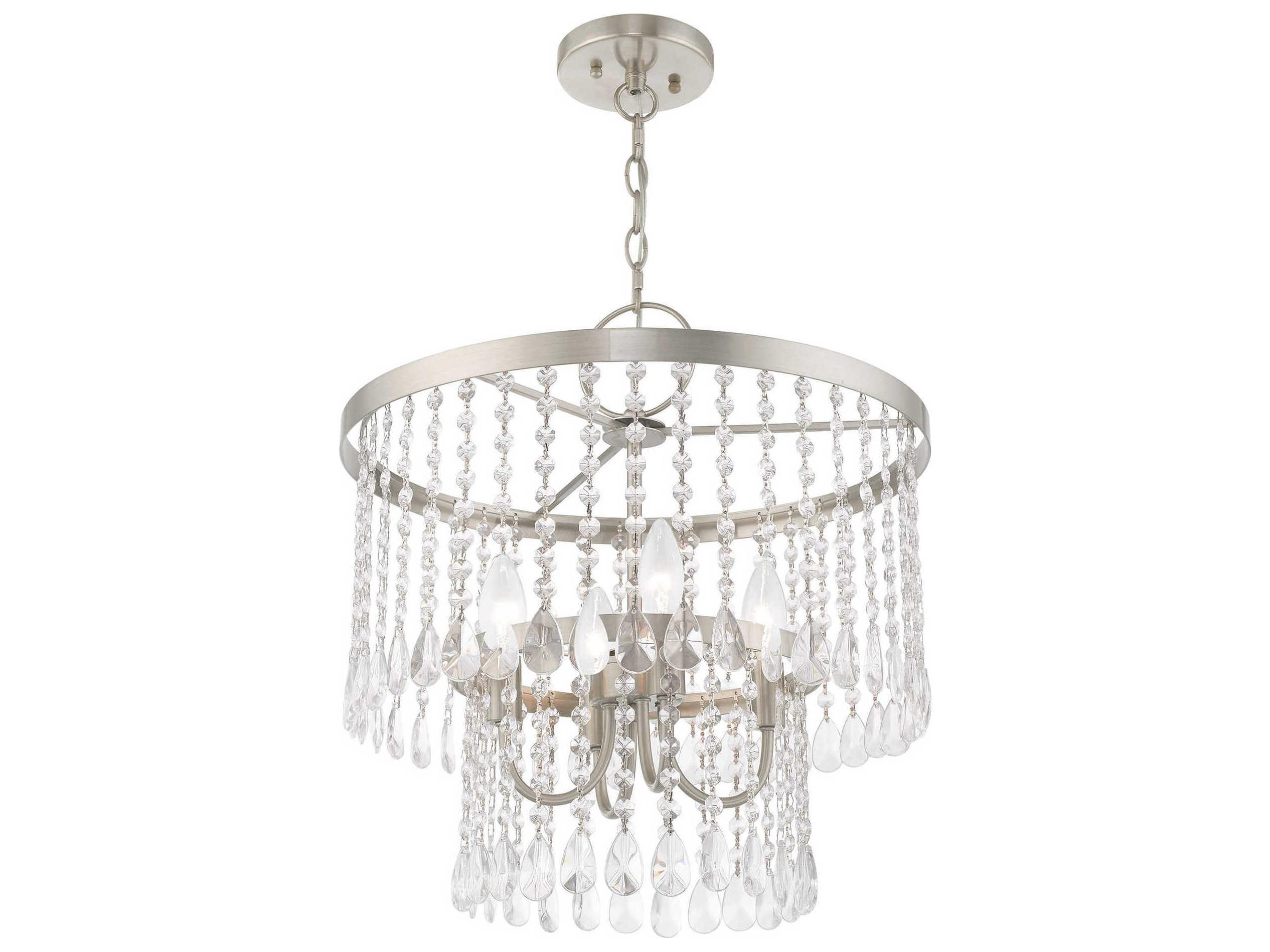 Livex Lighting Elizabeth 4-Light Brushed Nickel Crystal Chandelier