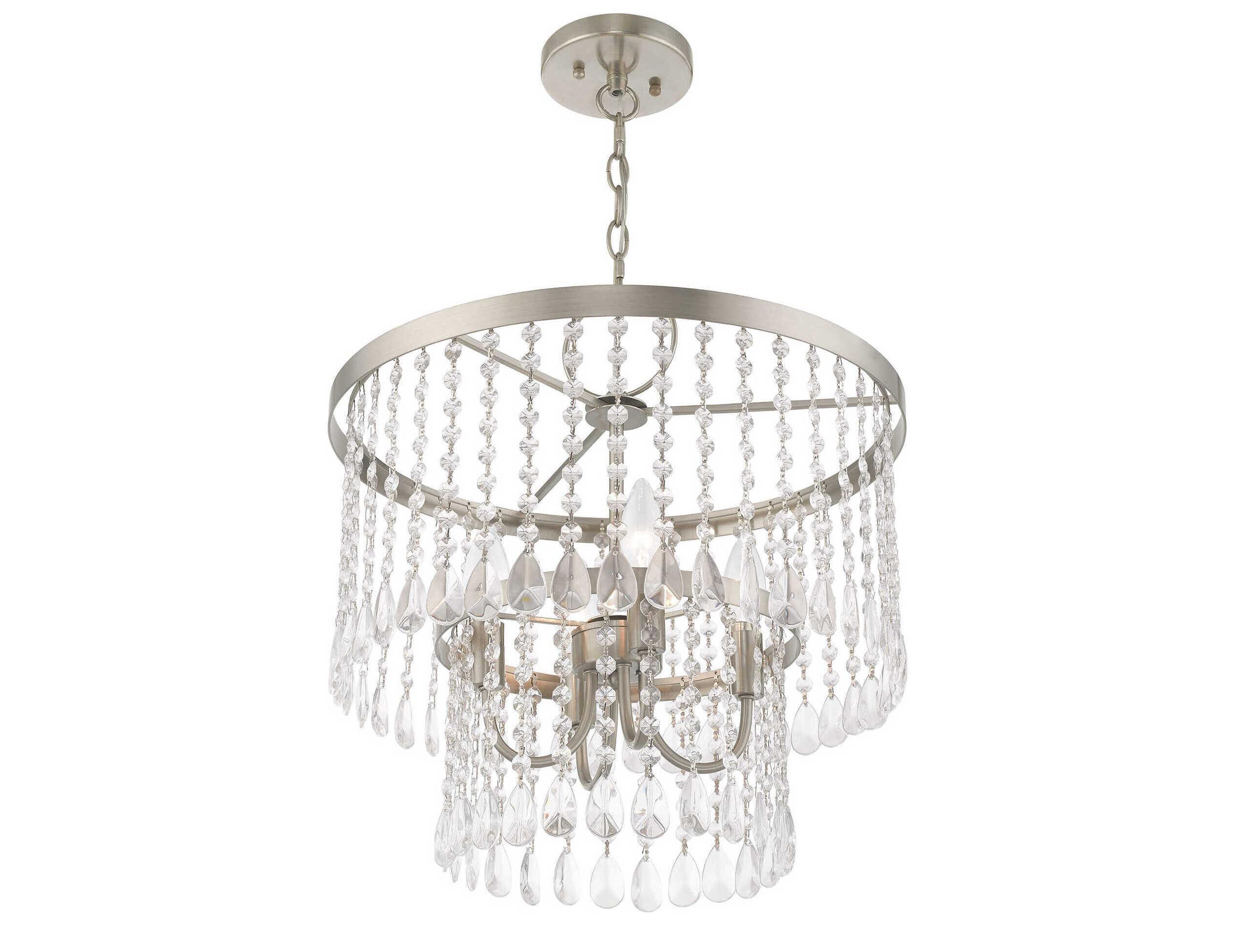 Livex Lighting Elizabeth 4-Light Brushed Nickel Crystal Chandelier