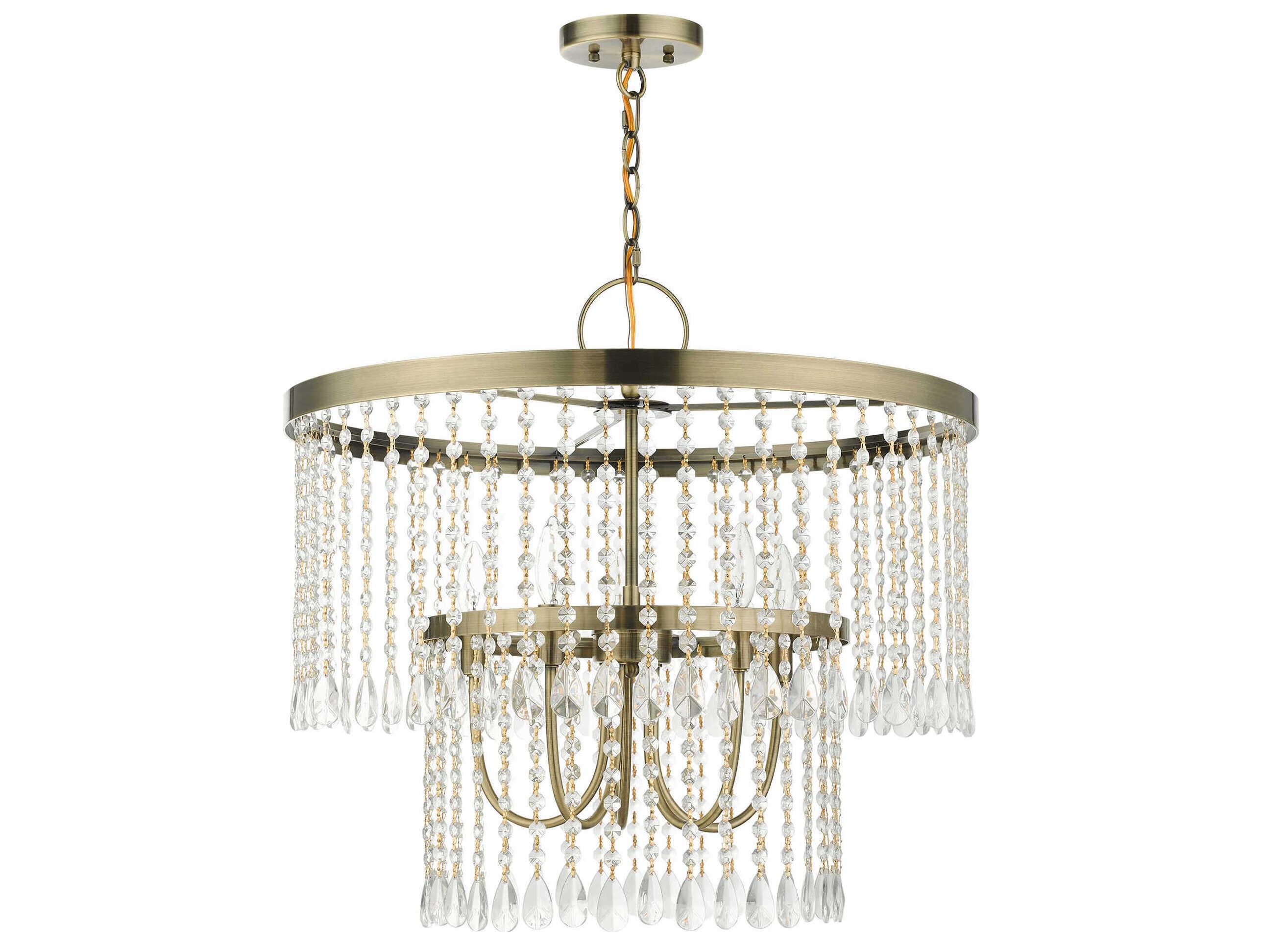 Livex Lighting Elizabeth 5-Light Antique Brass Crystal Chandelier