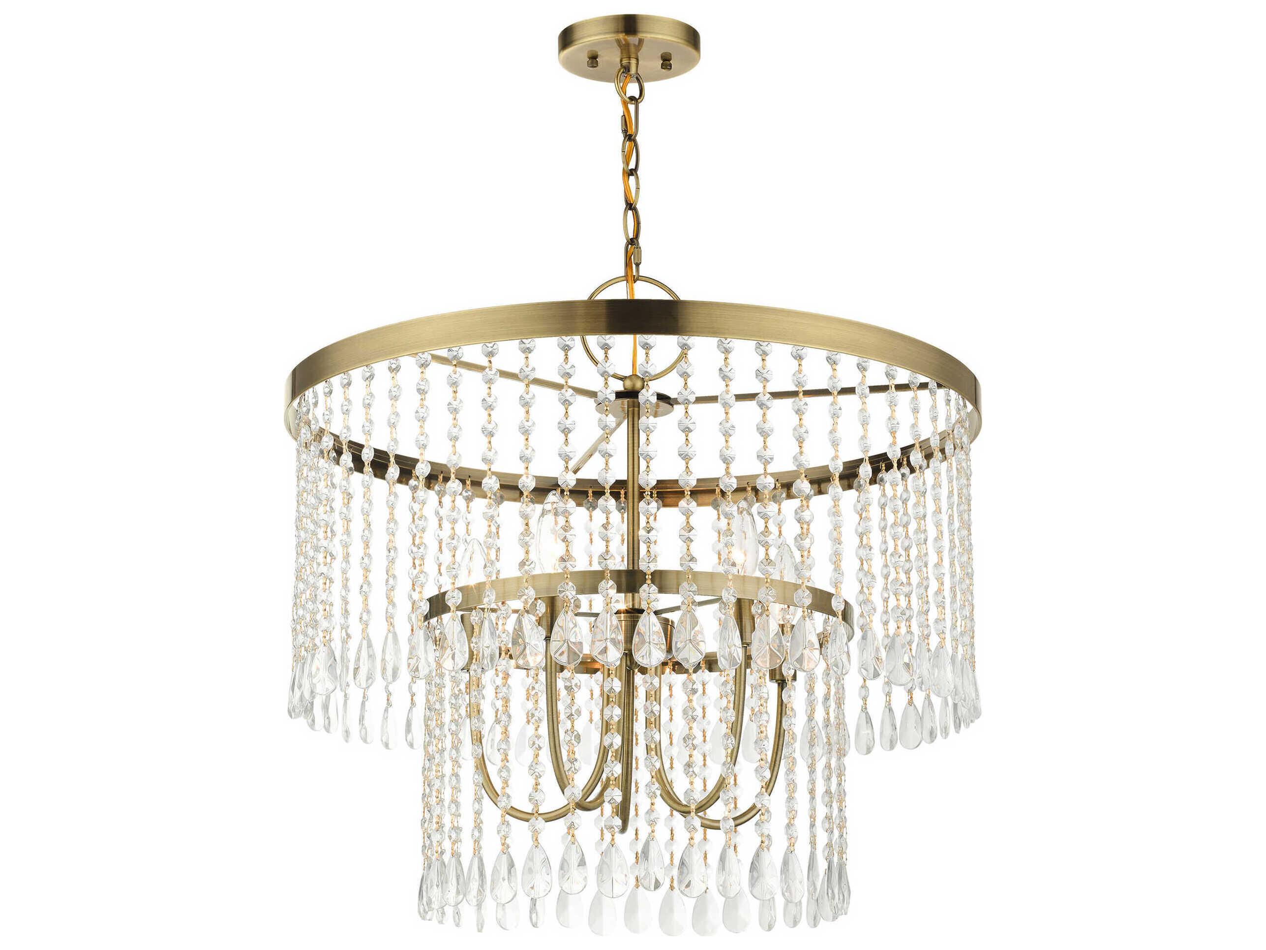 Livex Lighting Elizabeth 5-Light Antique Brass Crystal Chandelier