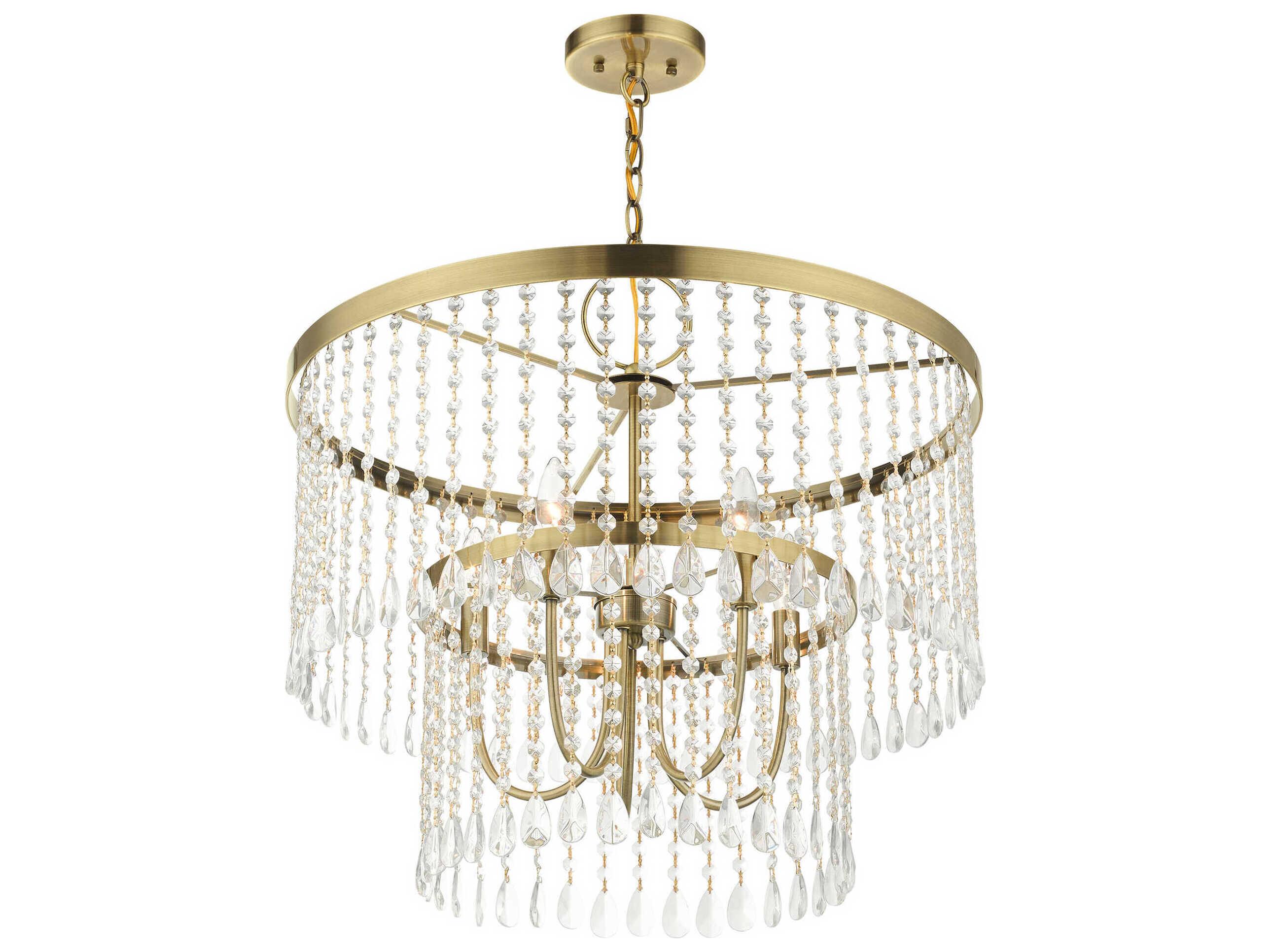 Livex Lighting Elizabeth 5-Light Antique Brass Crystal Chandelier