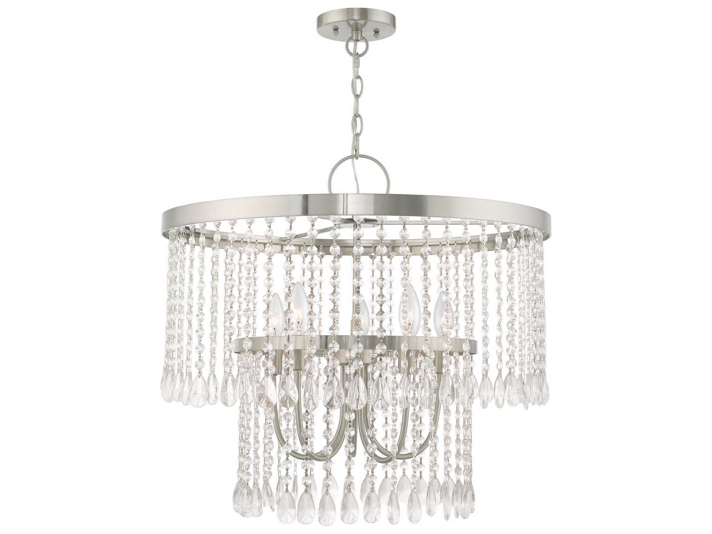 Livex Lighting Elizabeth 5-Light Brushed Nickel Crystal Chandelier