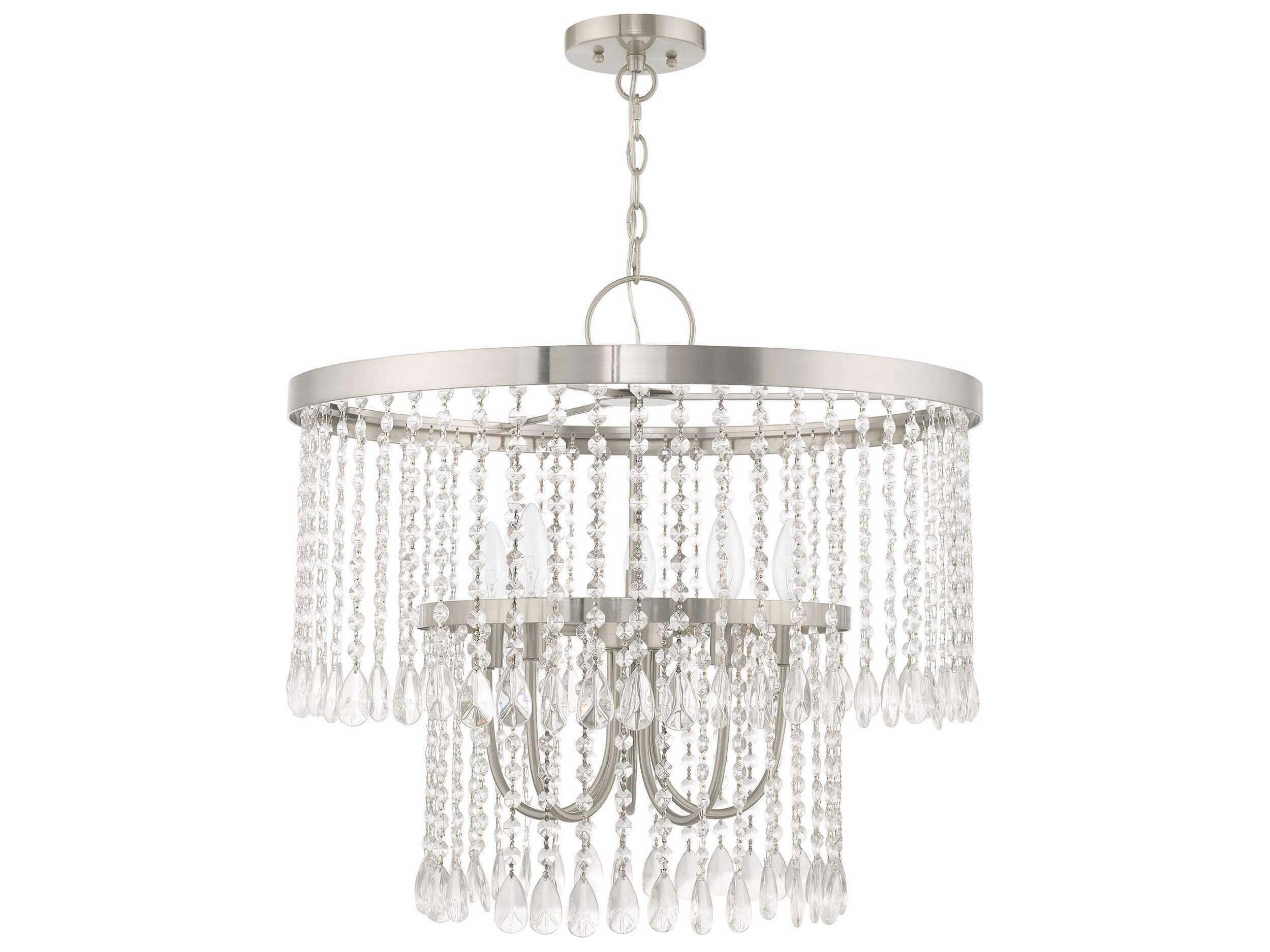 Livex Lighting Elizabeth 5-Light Brushed Nickel Crystal Chandelier