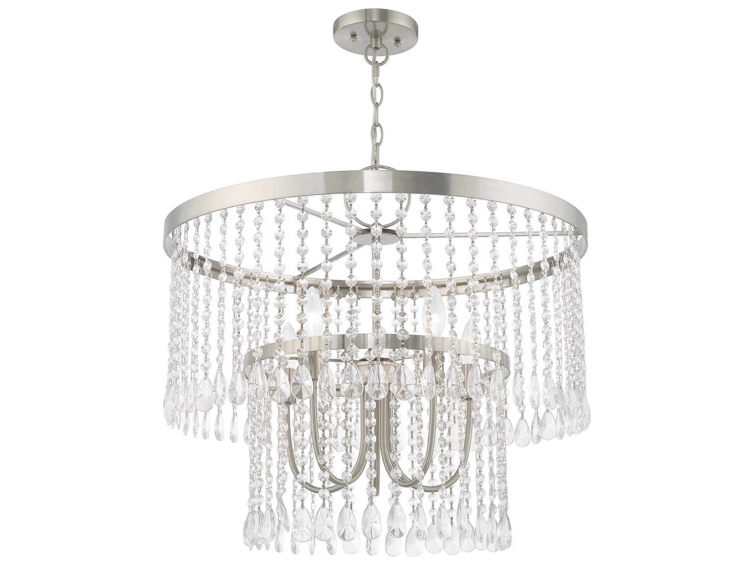 Livex Lighting Elizabeth 5-Light Brushed Nickel Crystal Chandelier