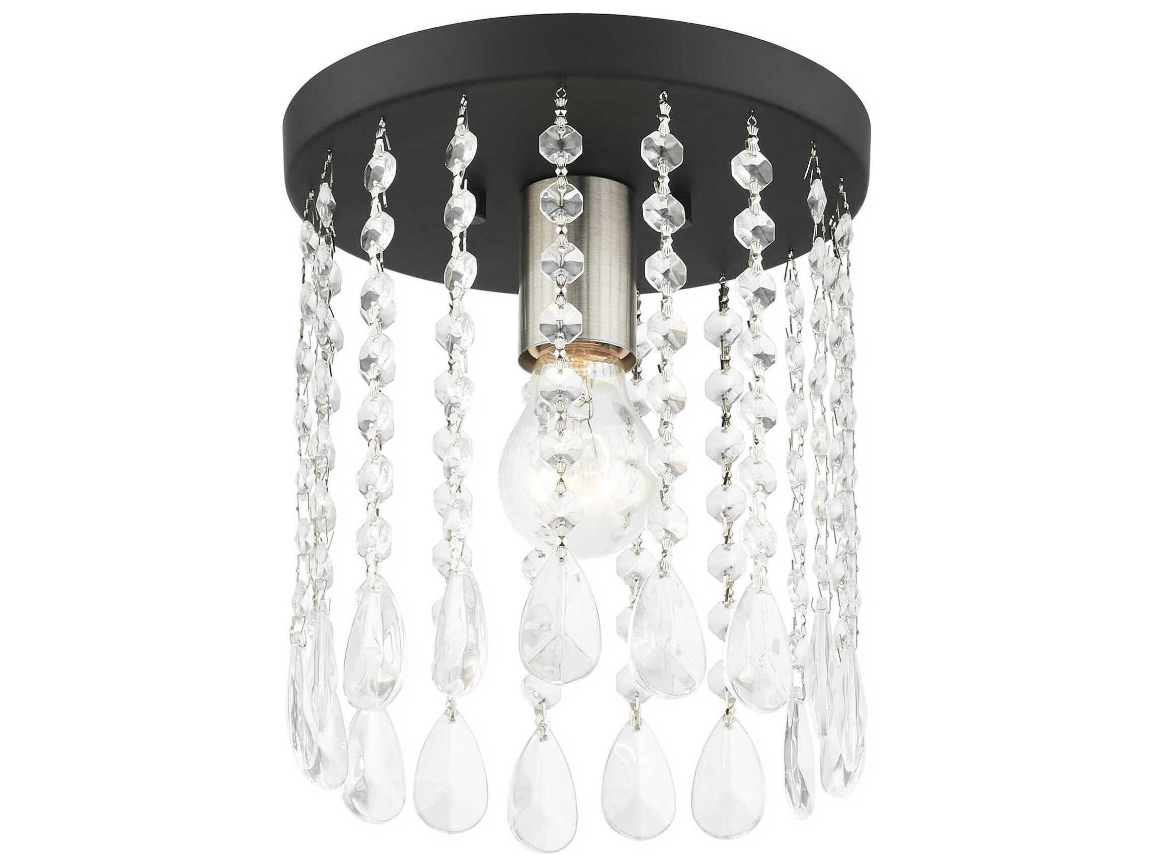 Livex Lighting Elizabeth 1-Light Black Crystal Flush Mount