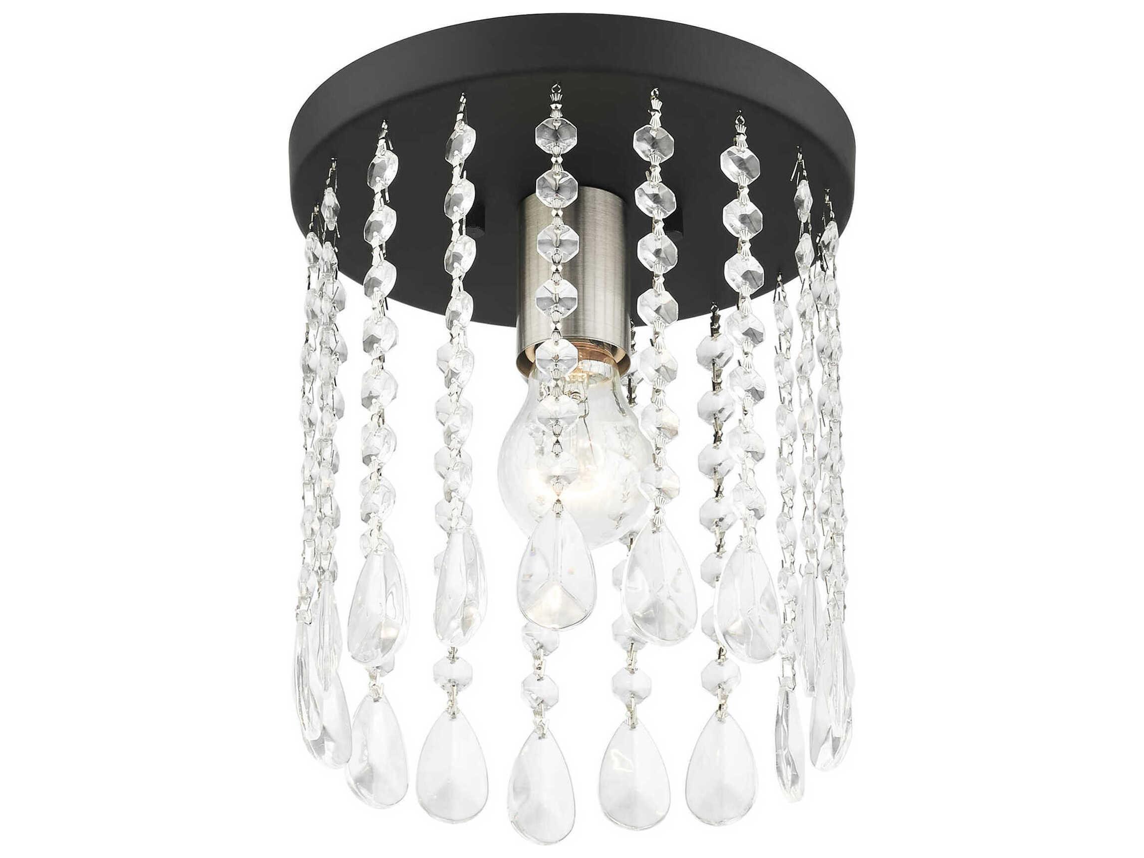 Livex Lighting Elizabeth 1-Light Black Crystal Flush Mount