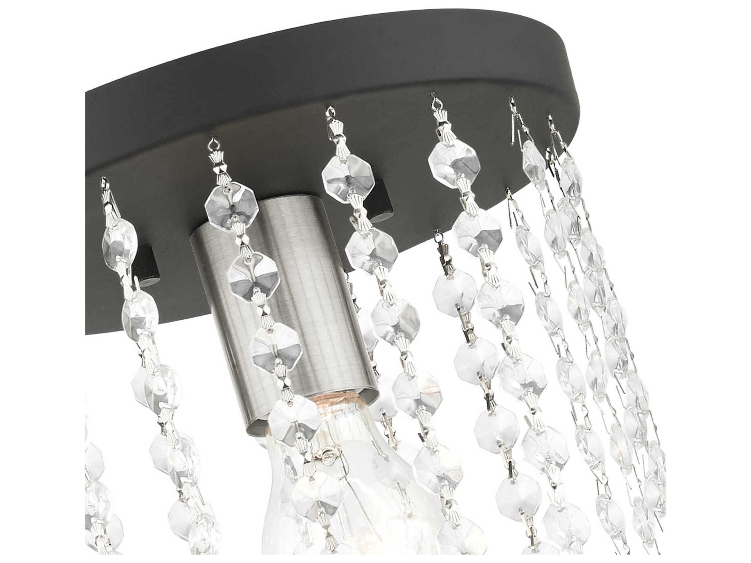Livex Lighting Elizabeth 1-Light Black Crystal Flush Mount