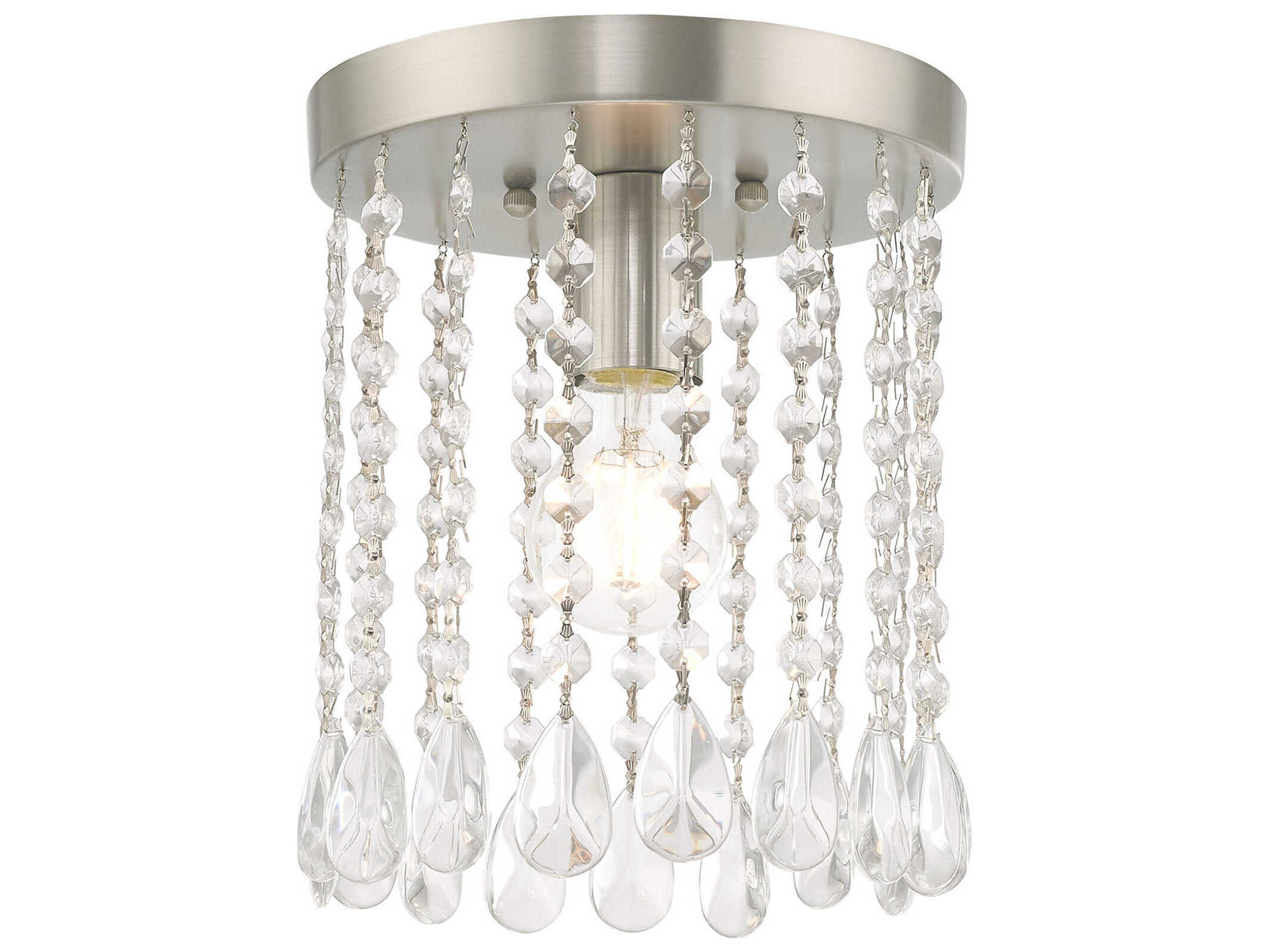 Livex Lighting Elizabeth 1-Light Brushed Nickel Crystal Flush Mount