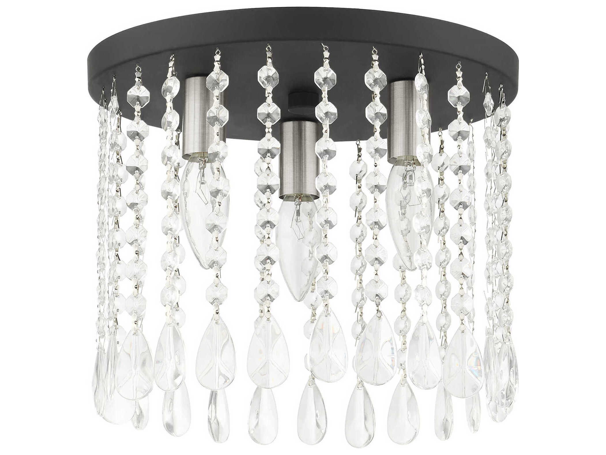 Livex Lighting Elizabeth 3-Light Black Crystal Flush Mount