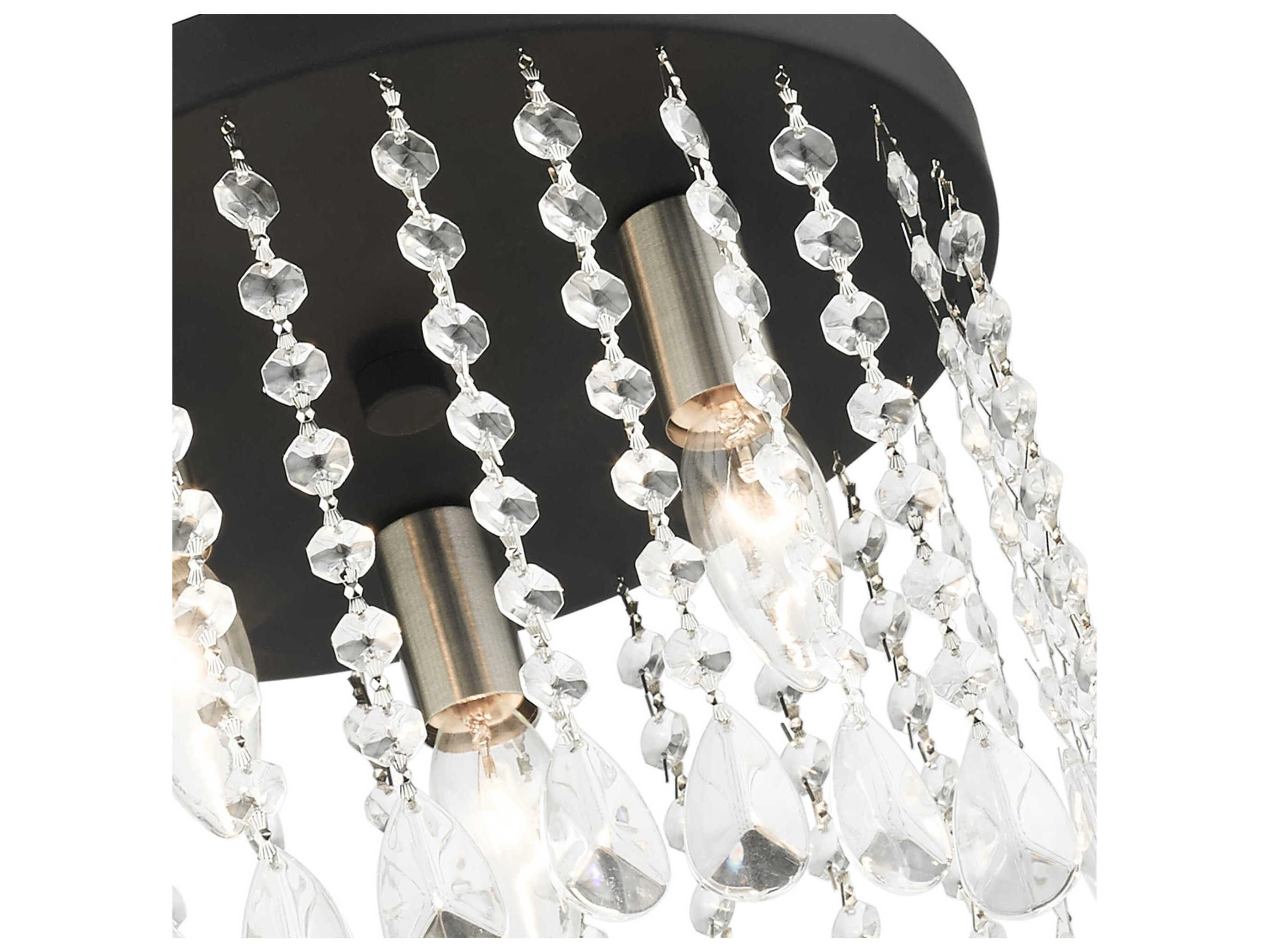 Livex Lighting Elizabeth 3-Light Black Crystal Flush Mount