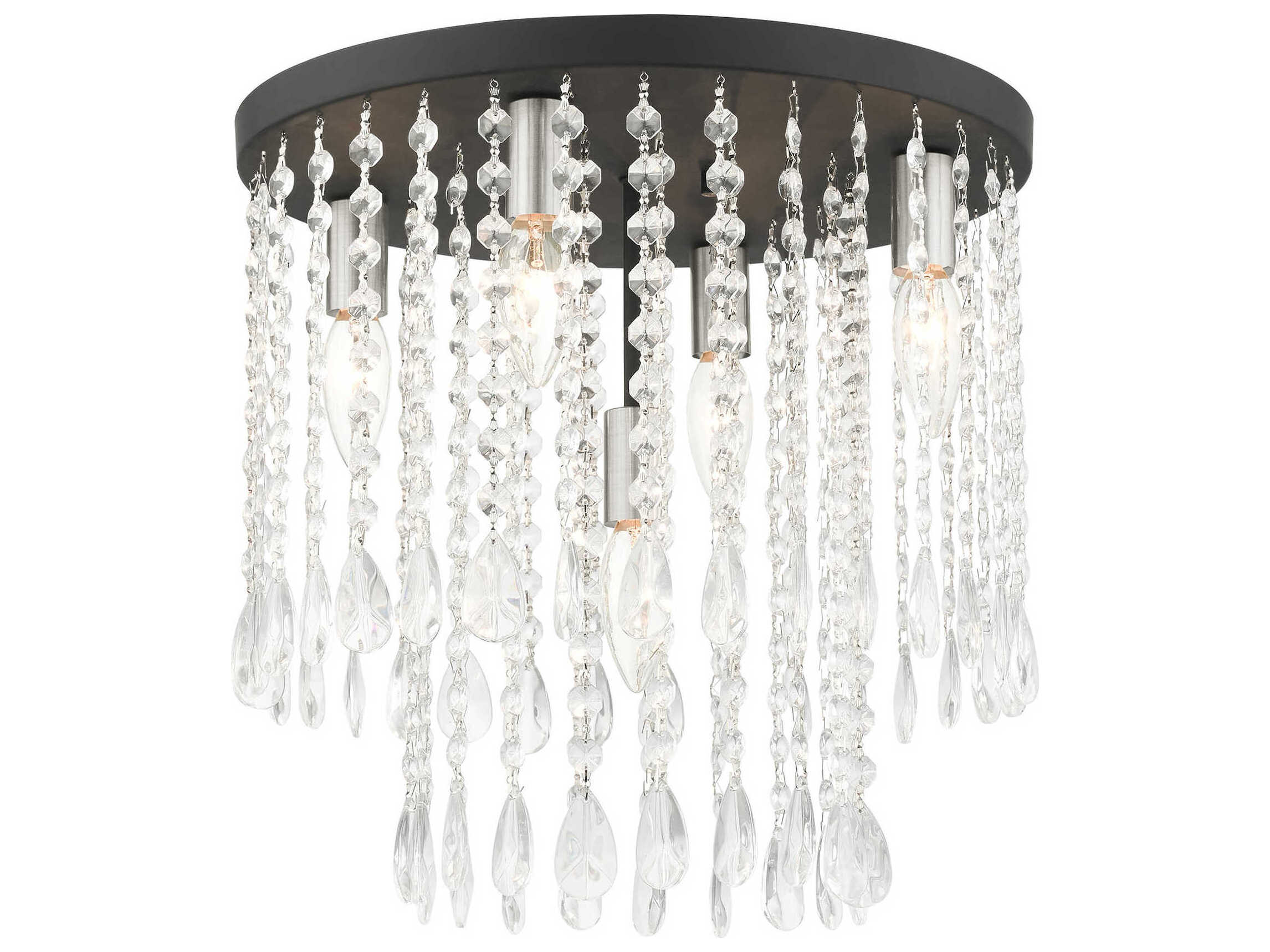 Livex Lighting Elizabeth 5-Light Black Crystal Flush Mount