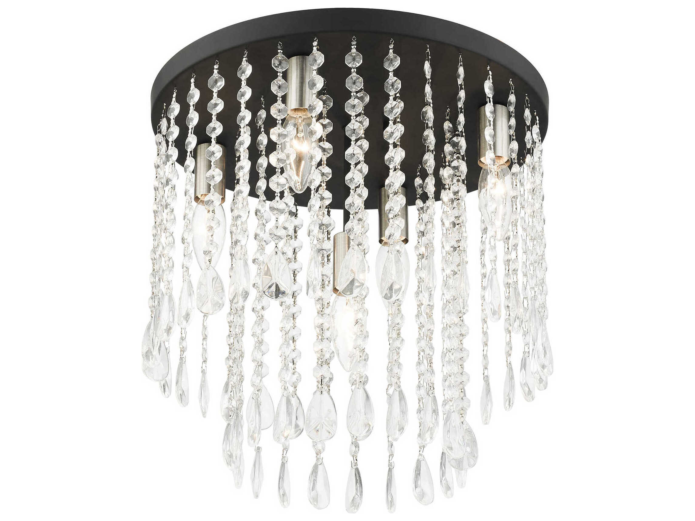Livex Lighting Elizabeth 5-Light Black Crystal Flush Mount