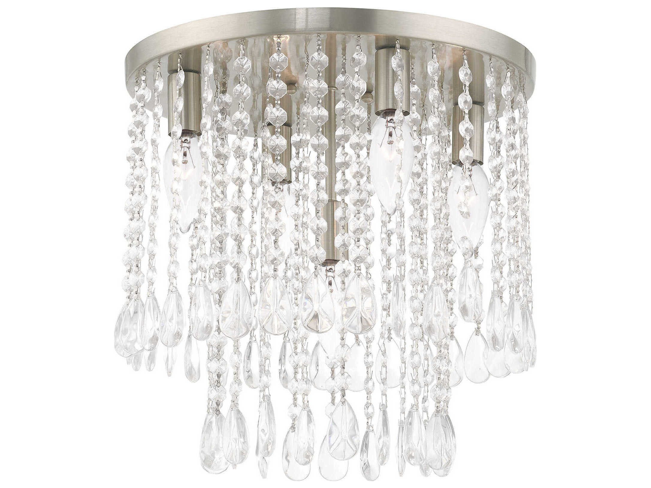 Livex Lighting Elizabeth 5-Light Brushed Nickel Crystal Flush Mount
