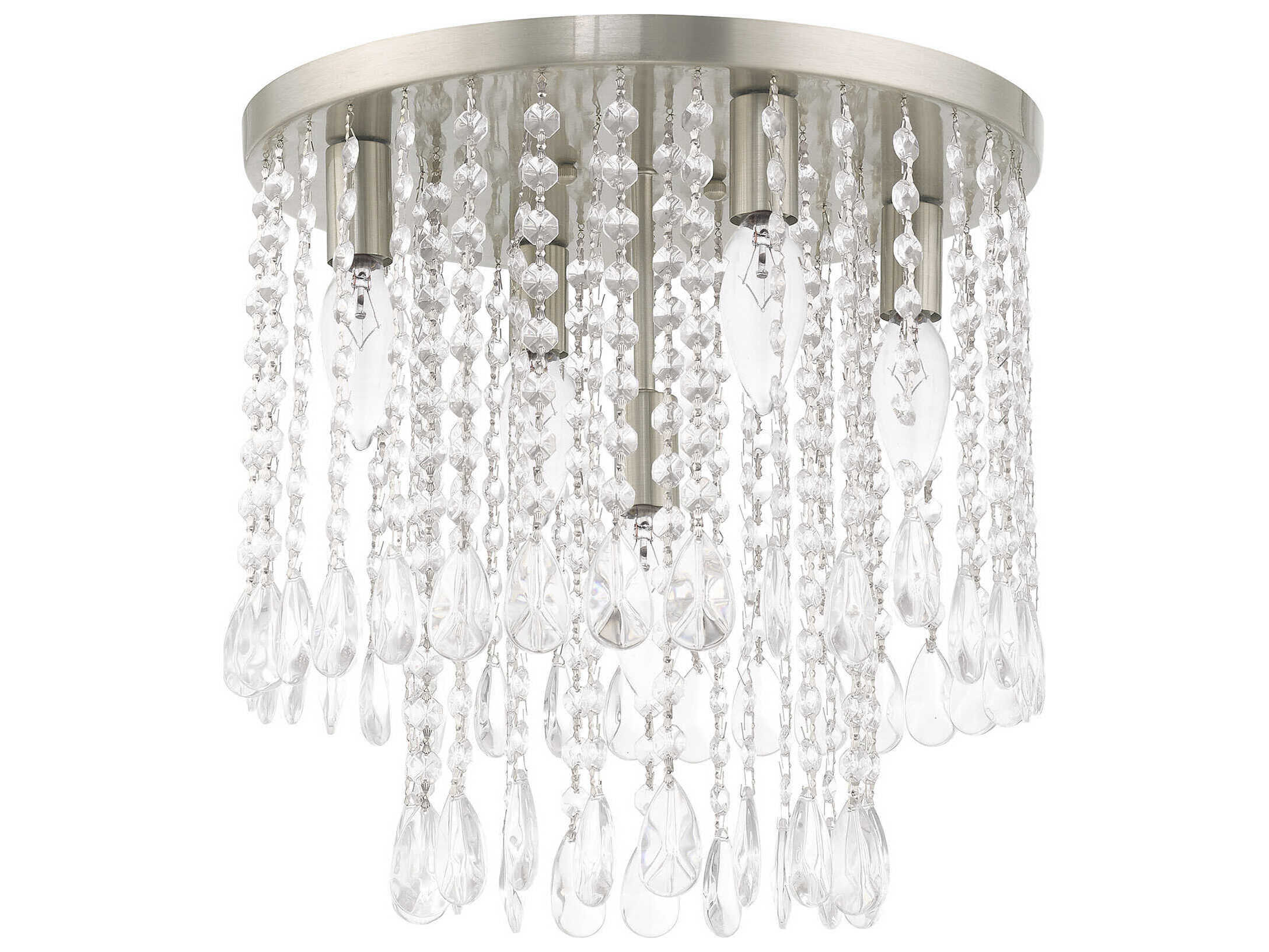 Livex Lighting Elizabeth 5-Light Brushed Nickel Crystal Flush Mount