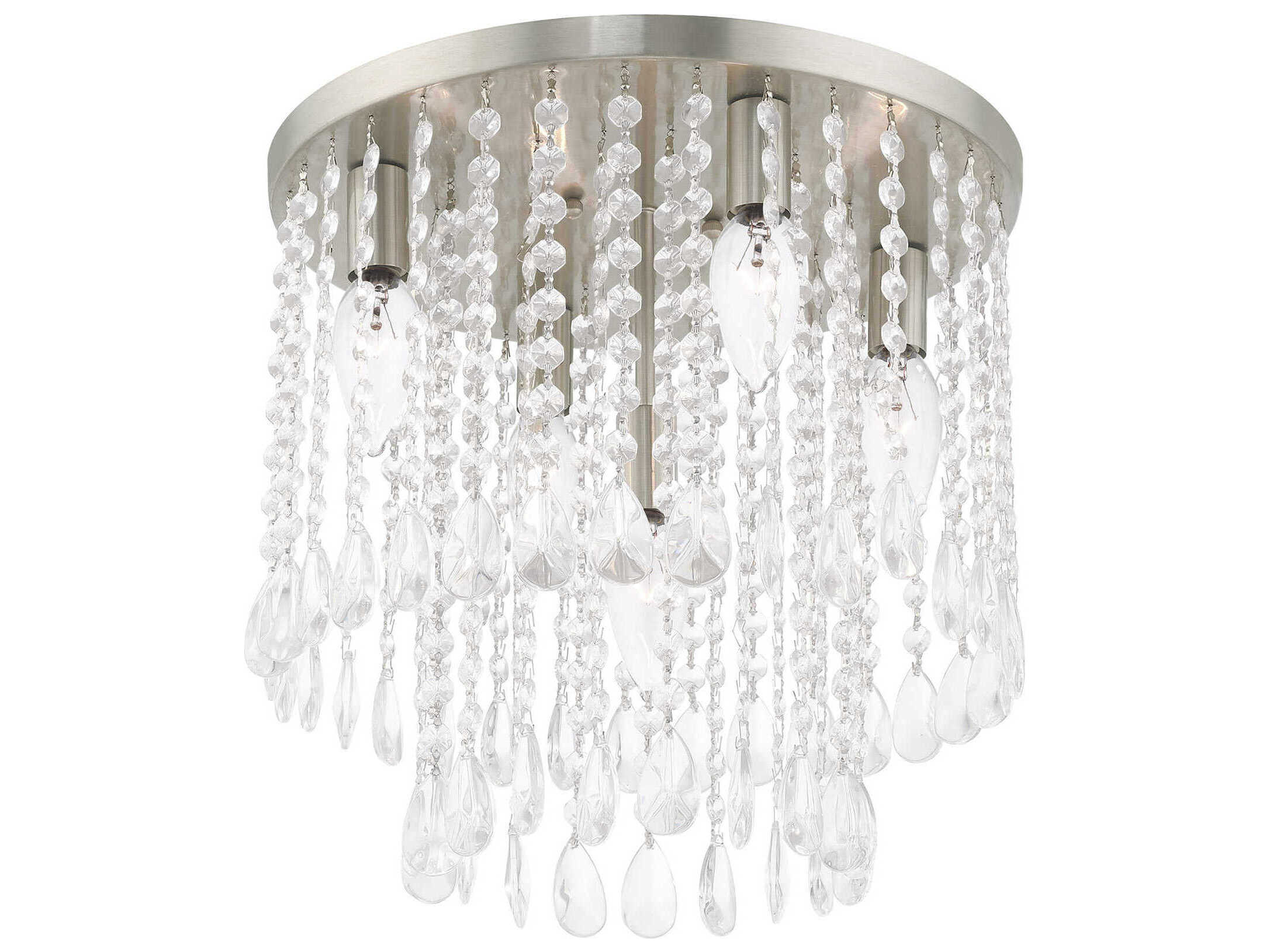 Livex Lighting Elizabeth 5-Light Brushed Nickel Crystal Flush Mount