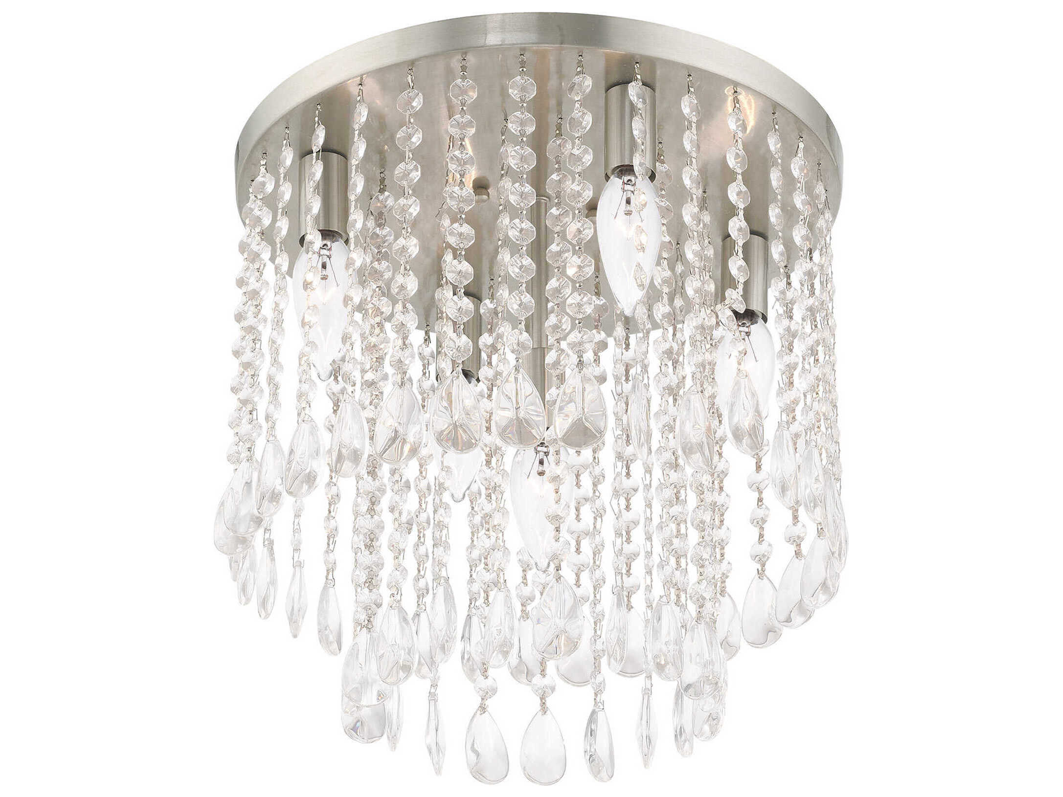Livex Lighting Elizabeth 5-Light Brushed Nickel Crystal Flush Mount