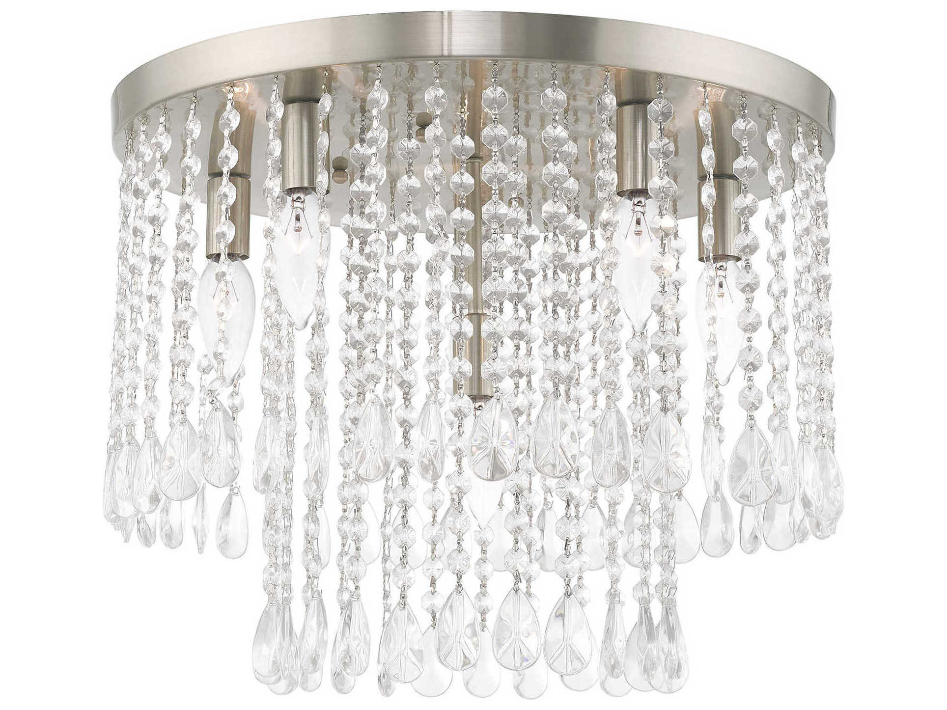 Livex Lighting Elizabeth 6-Light Brushed Nickel Crystal Flush Mount