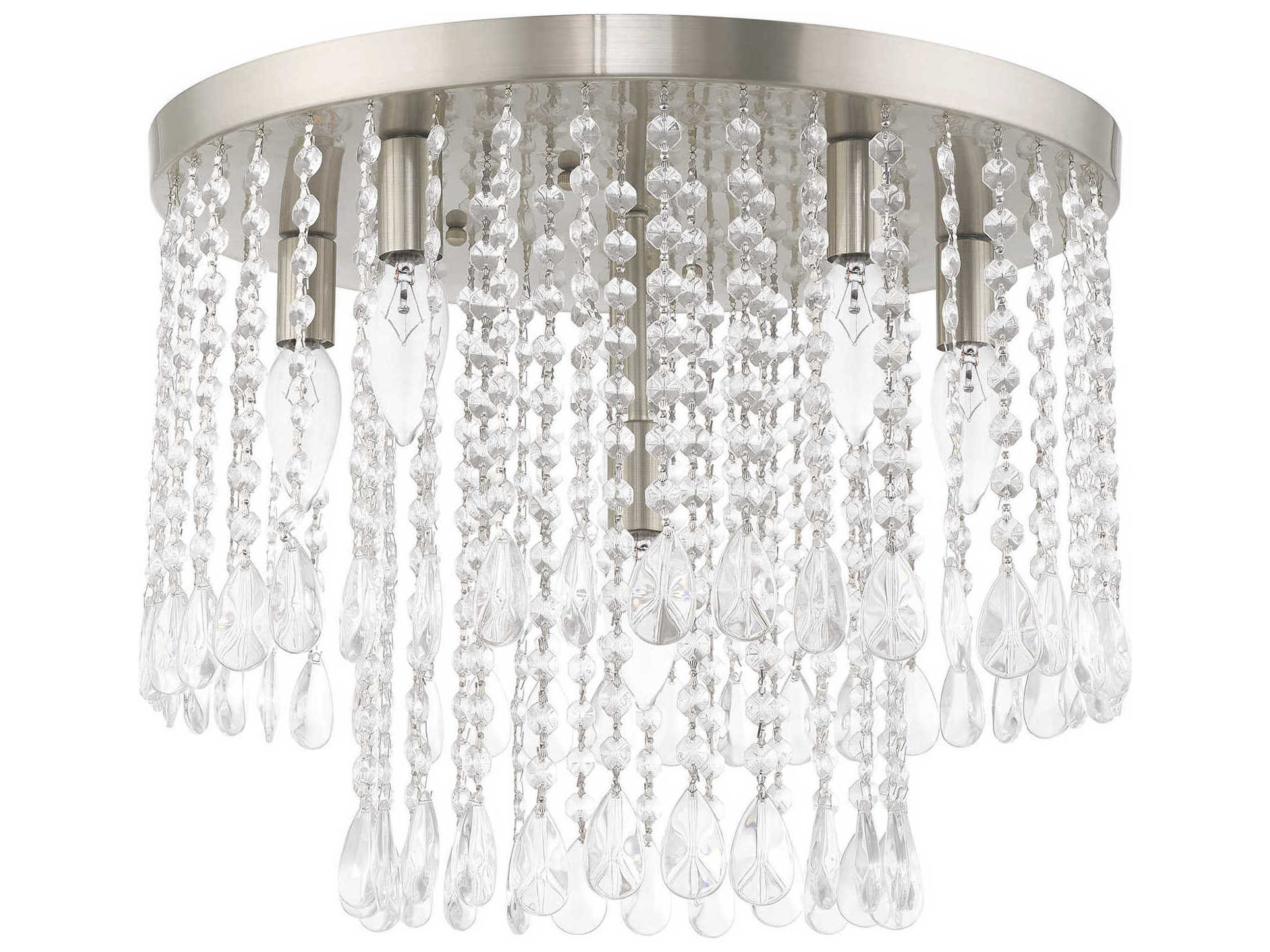 Livex Lighting Elizabeth 6-Light Brushed Nickel Crystal Flush Mount