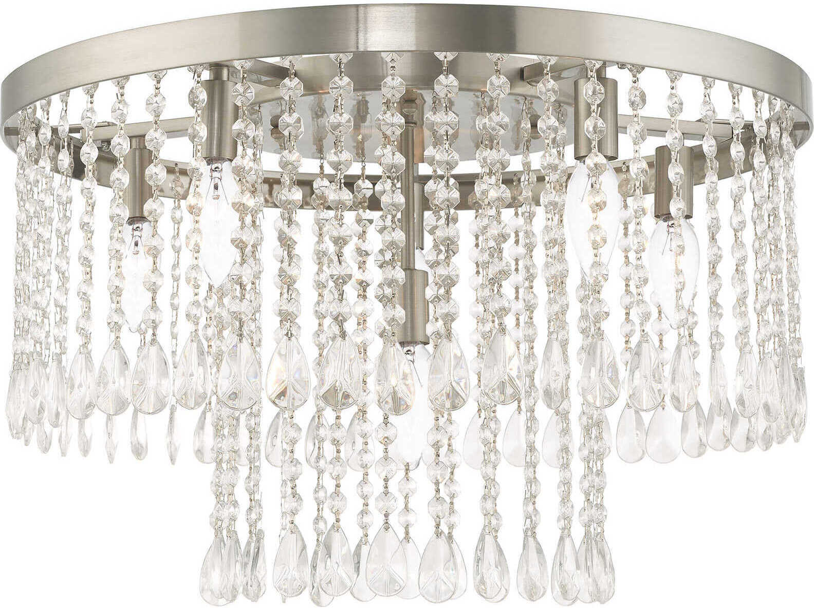 Livex Lighting Elizabeth 6-Light Brushed Nickel Crystal Drum Flush Mount