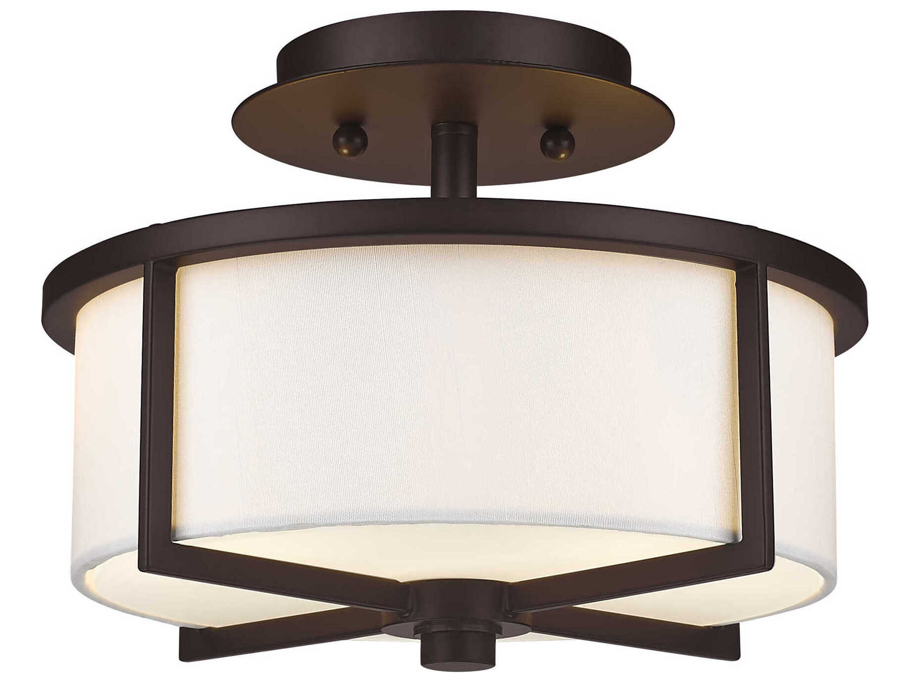 Livex Lighting Wesley 2-Light Bronze Drum Semi Flush Mount