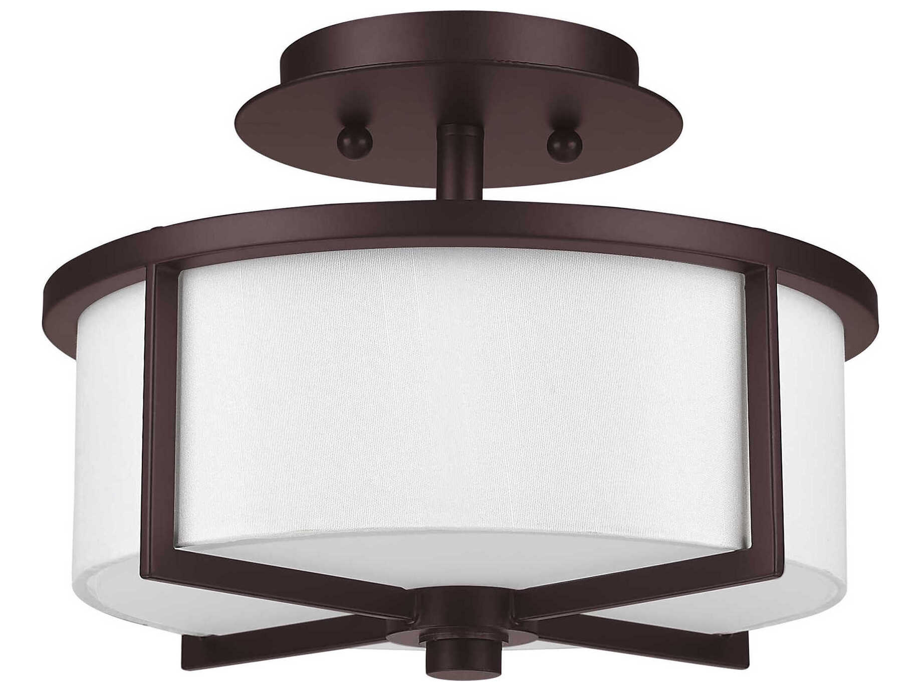 Livex Lighting Wesley 2-Light Bronze Drum Semi Flush Mount