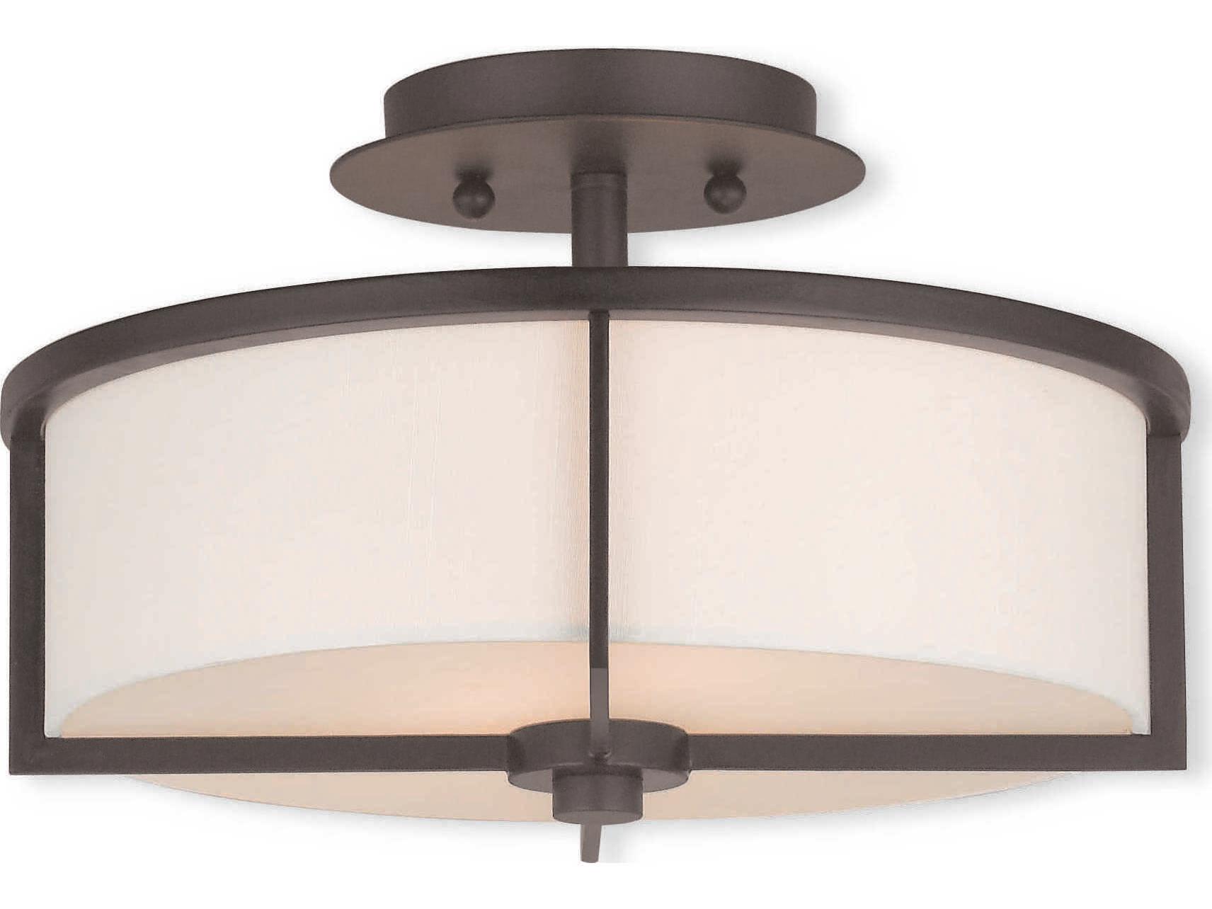 Livex Lighting Wesley 2-Light Bronze Drum Semi Flush Mount