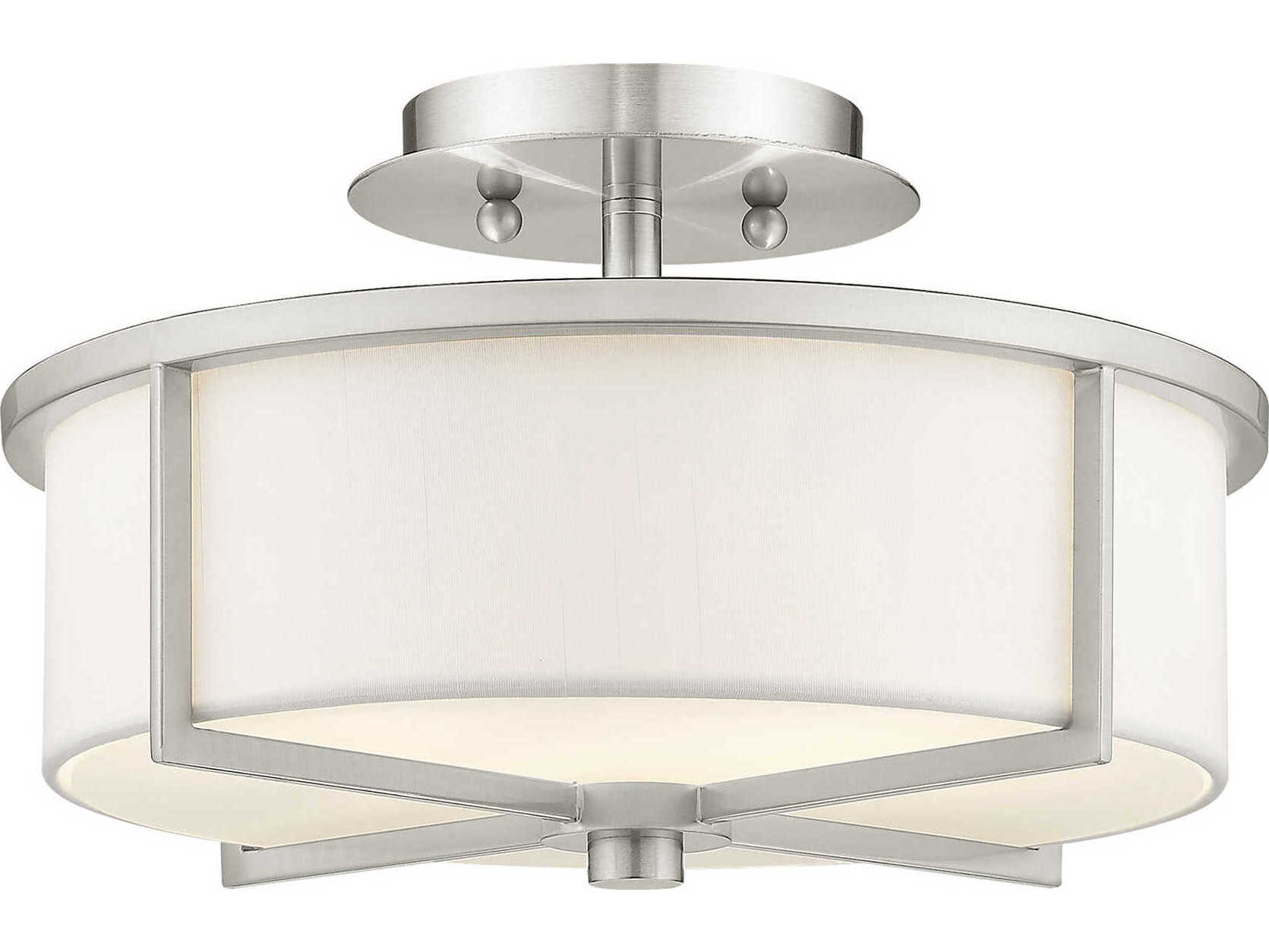Livex Lighting Wesley 2-Light Brushed Nickel Drum Semi Flush Mount