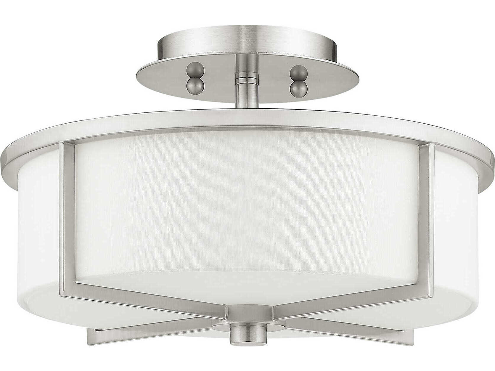 Livex Lighting Wesley 2-Light Brushed Nickel Drum Semi Flush Mount