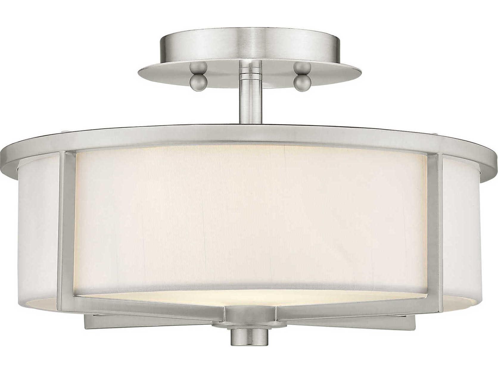 Livex Lighting Wesley 2-Light Brushed Nickel Drum Semi Flush Mount