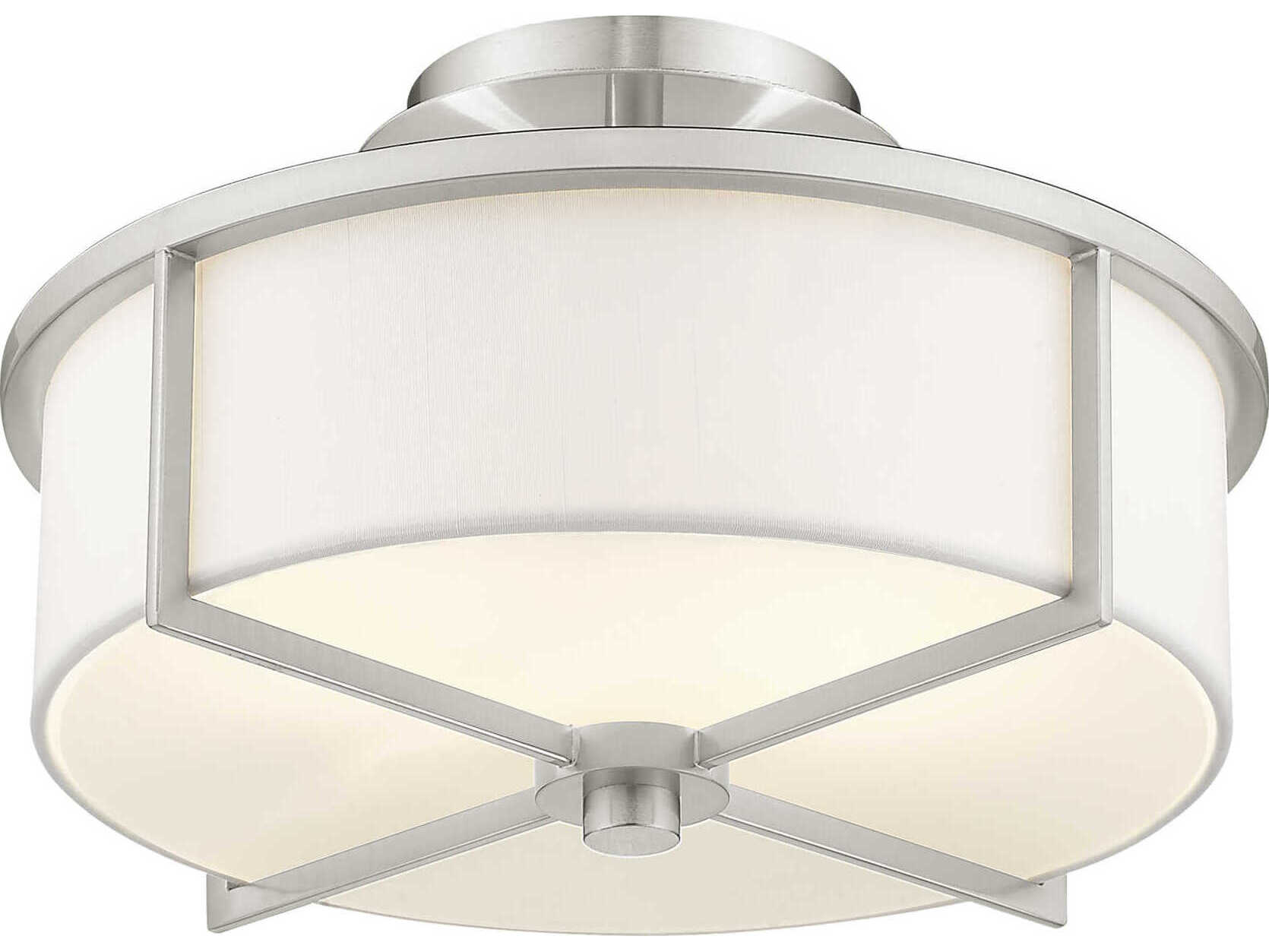 Livex Lighting Wesley 2-Light Brushed Nickel Drum Semi Flush Mount
