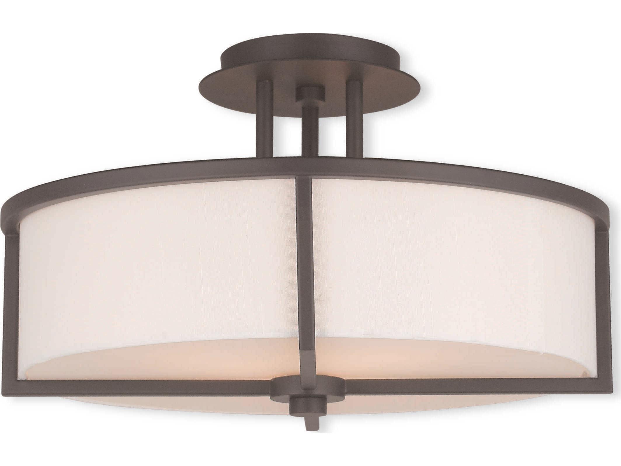 Livex Lighting Wesley 3-Light Bronze Drum Flush Mount