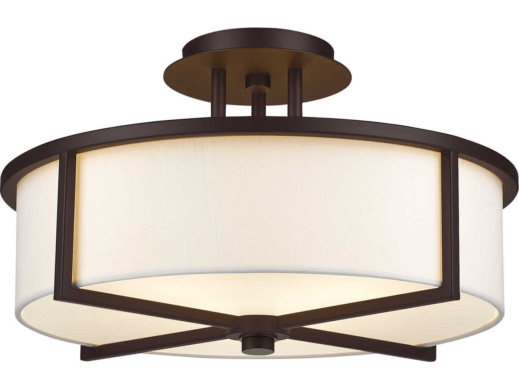 Livex Lighting Wesley 3-Light Bronze Drum Flush Mount