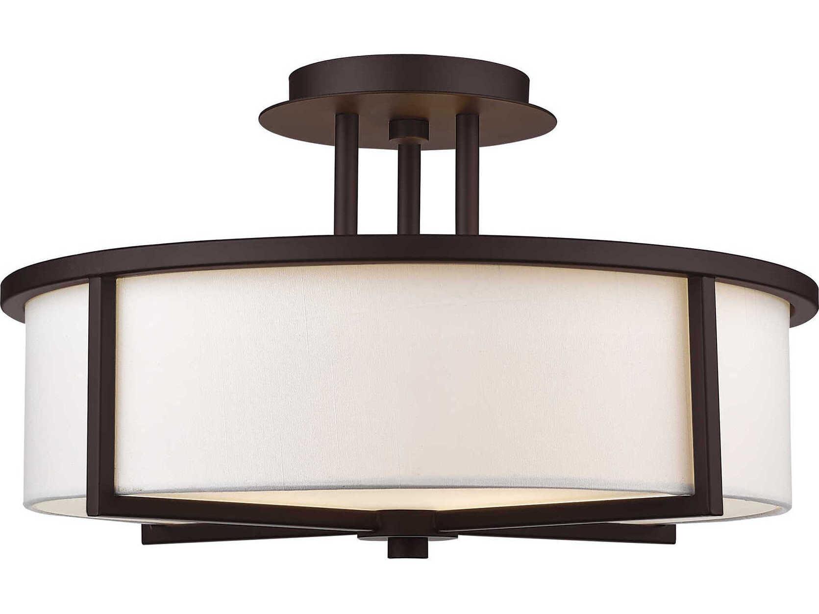 Livex Lighting Wesley 3-Light Bronze Drum Flush Mount