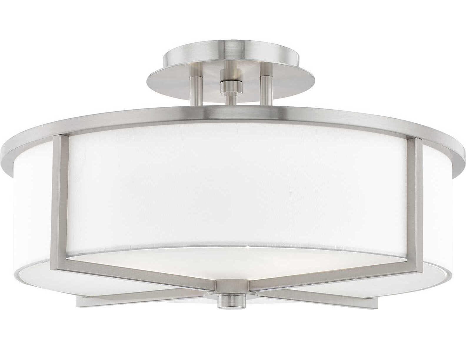 Livex Lighting Wesley 3-Light Brushed Nickel Drum Flush Mount