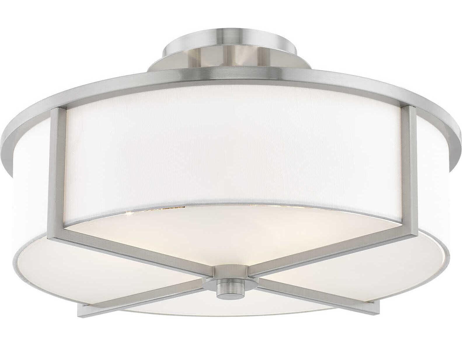 Livex Lighting Wesley 3-Light Brushed Nickel Drum Flush Mount
