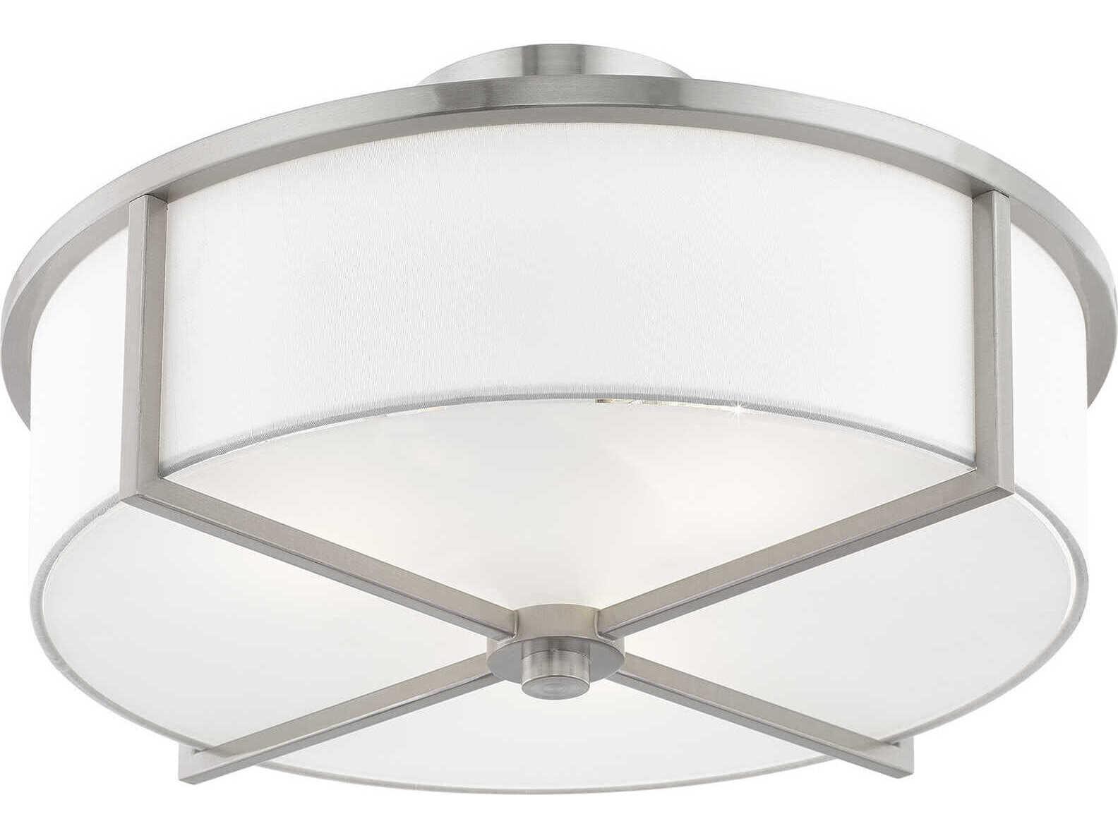 Livex Lighting Wesley 3-Light Brushed Nickel Drum Flush Mount