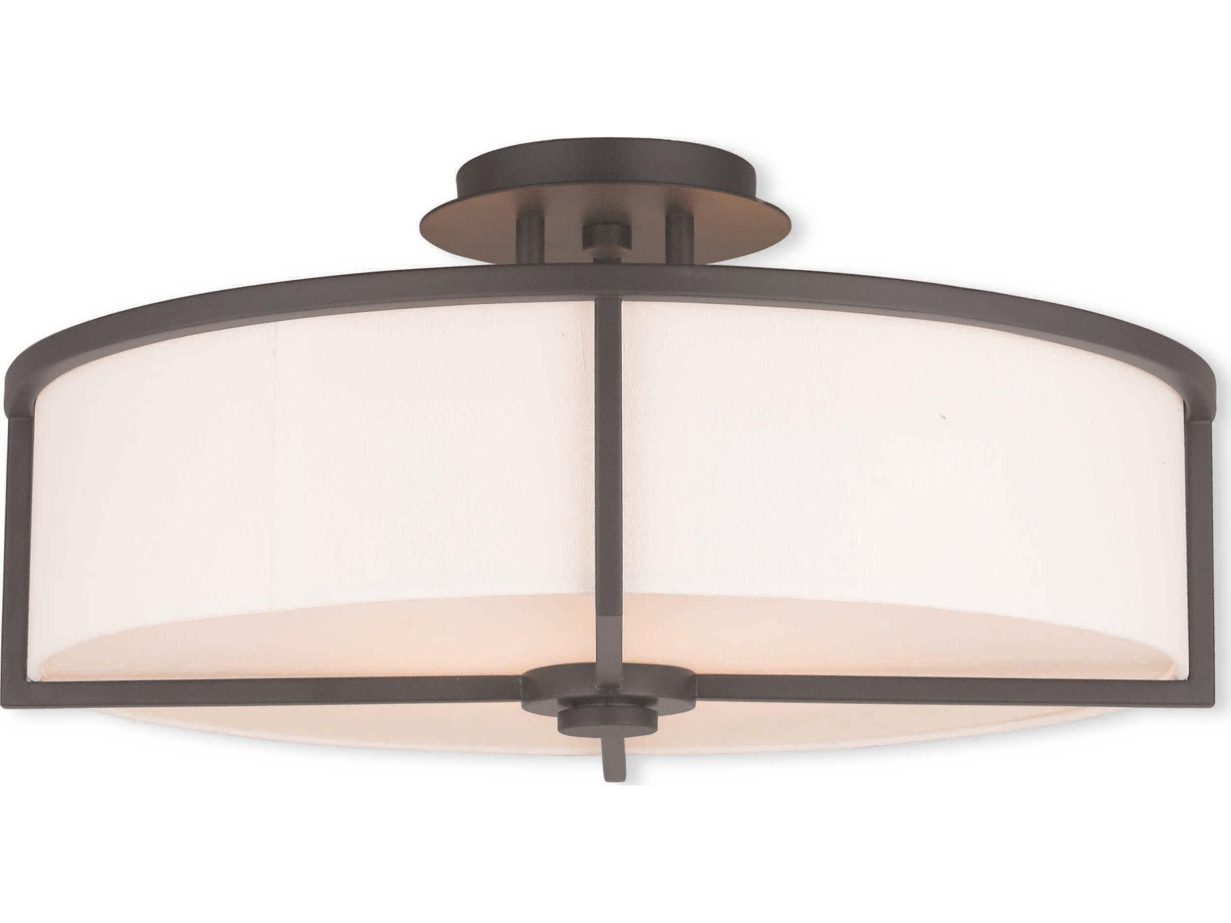 Livex Lighting Wesley 4-Light Bronze Drum Semi Flush Mount