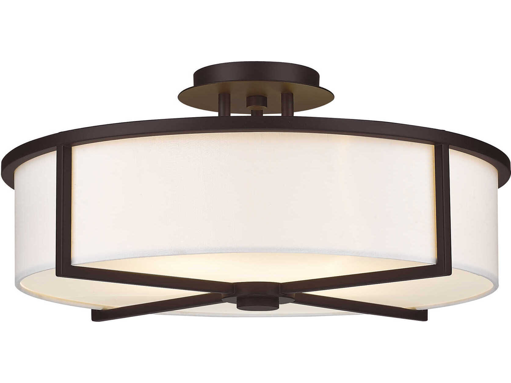 Livex Lighting Wesley 4-Light Bronze Drum Semi Flush Mount