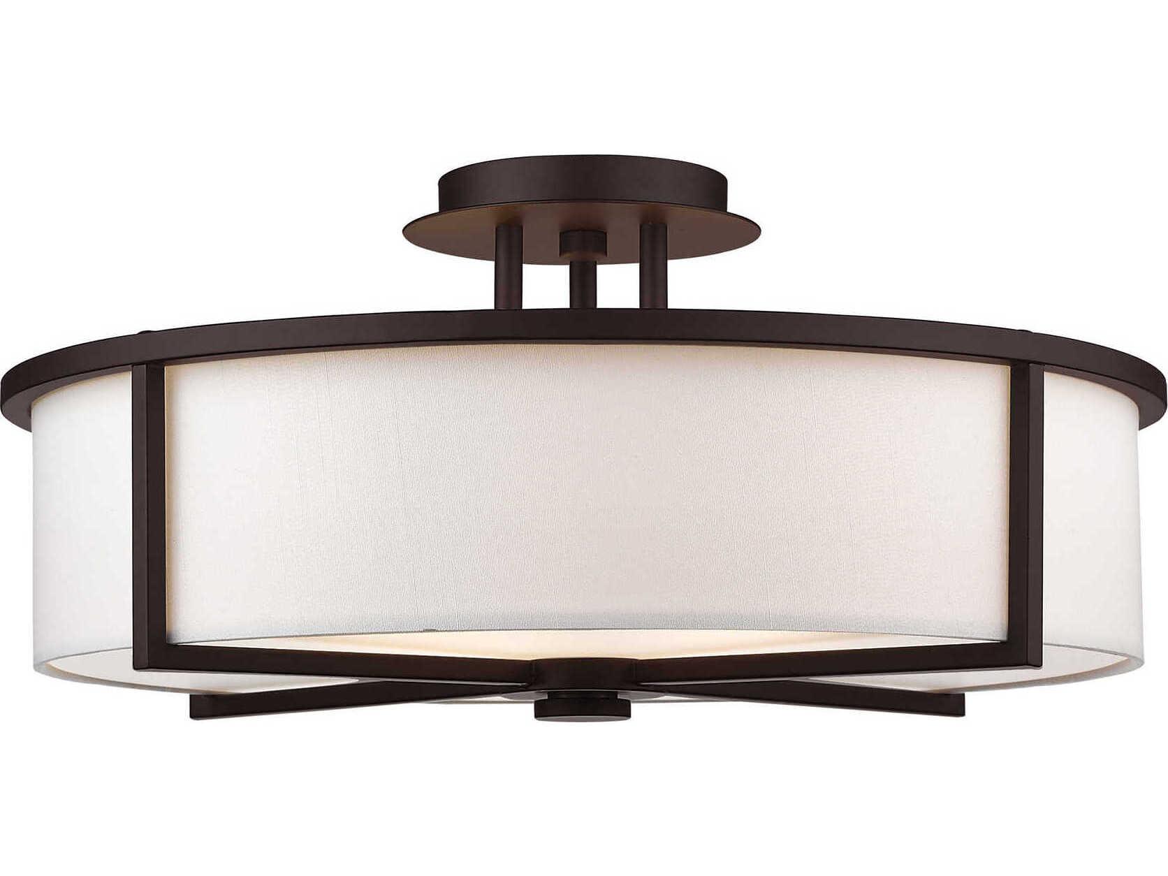 Livex Lighting Wesley 4-Light Bronze Drum Semi Flush Mount