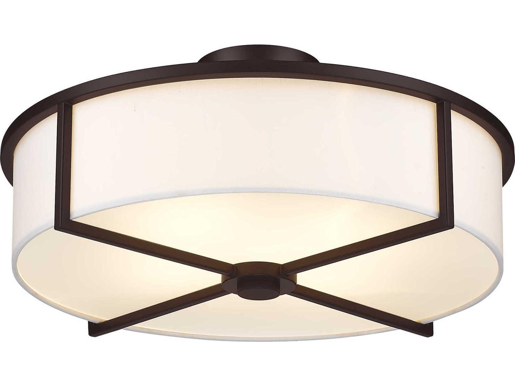 Livex Lighting Wesley 4-Light Bronze Drum Semi Flush Mount