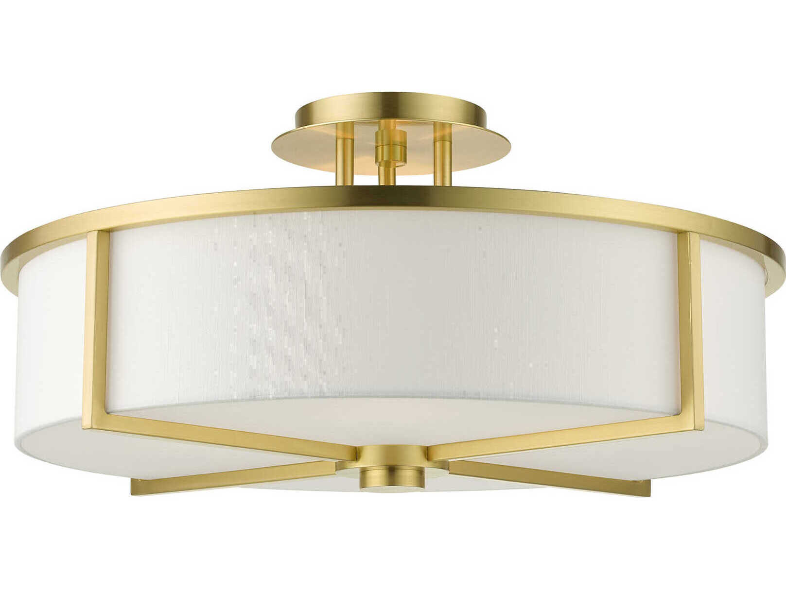 Livex Lighting Wesley 4-Light Satin Brass Drum Semi Flush Mount