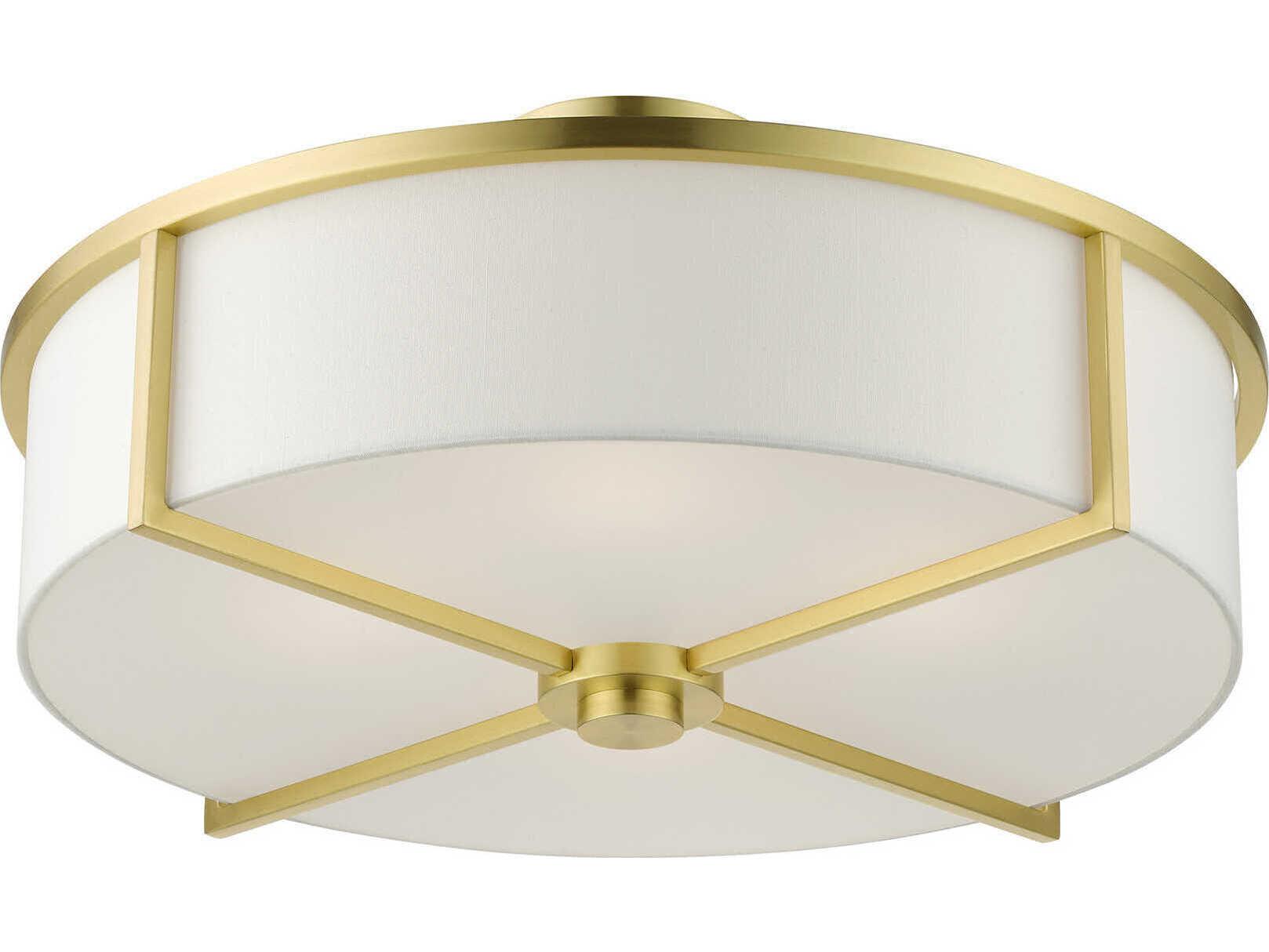 Livex Lighting Wesley 4-Light Satin Brass Drum Semi Flush Mount